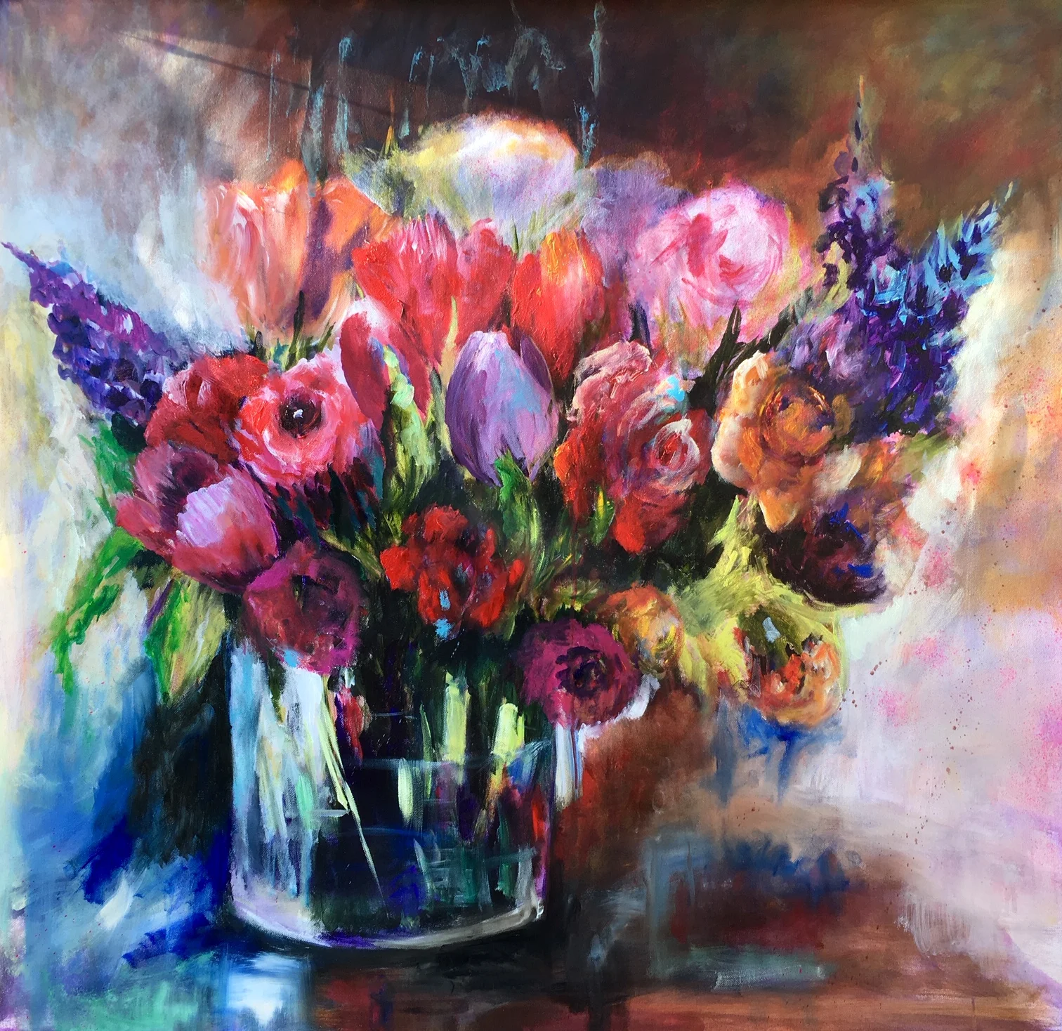 Flower party | 95 x 95 cm | oil and acrylics on canvas I 2019 (sold)
