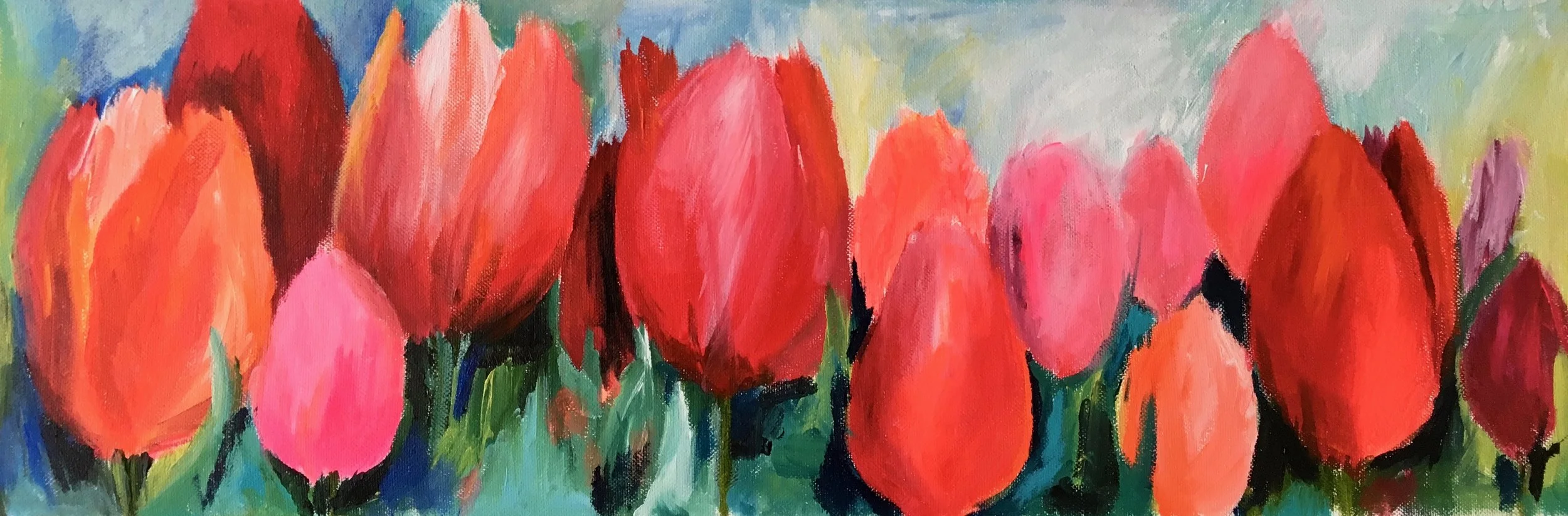 Mixed Tulips | 20 x 60 cm | acrylics on canvas | 2019 (sold)