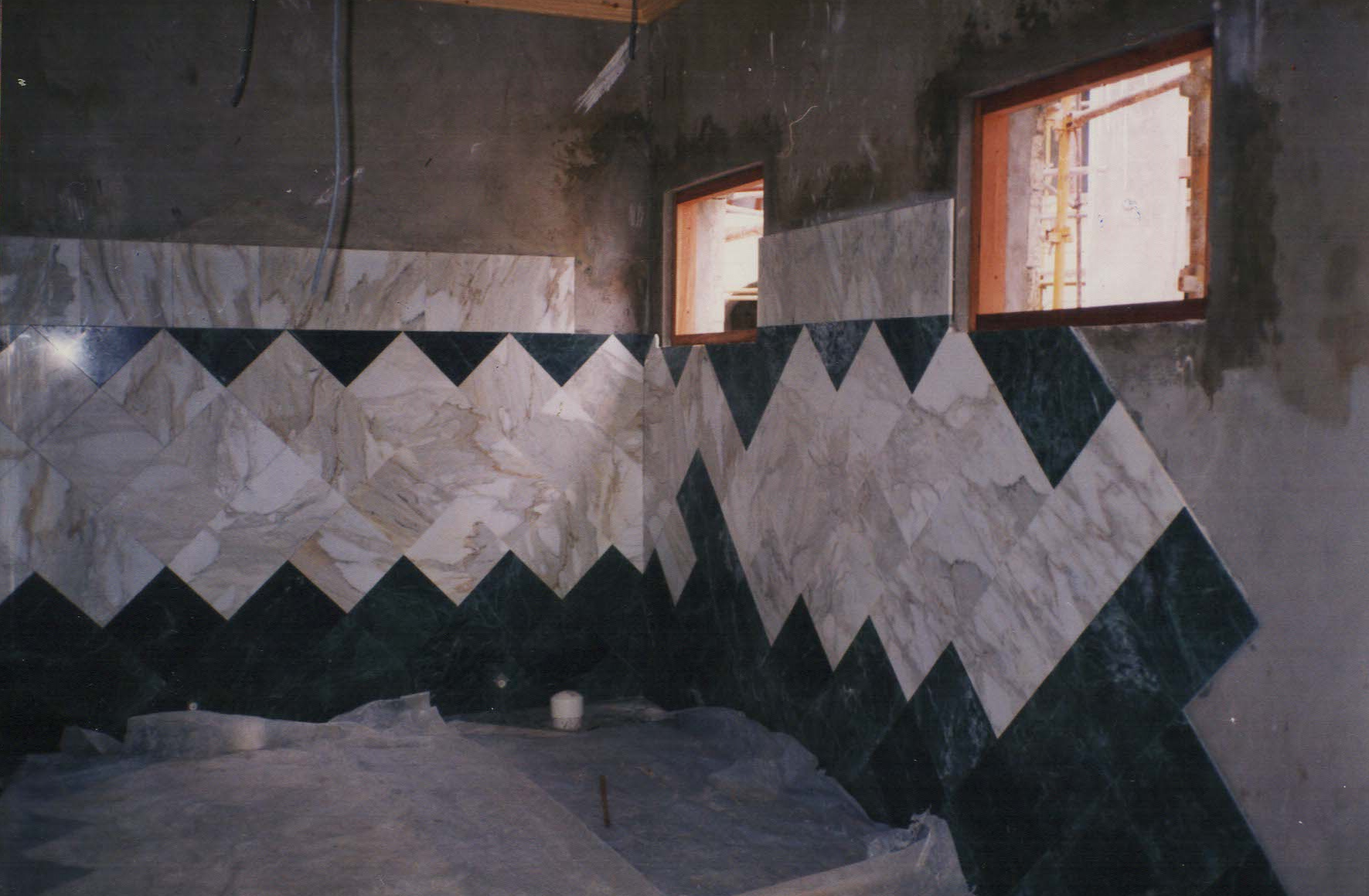 Tile layout in progress, above and below.
