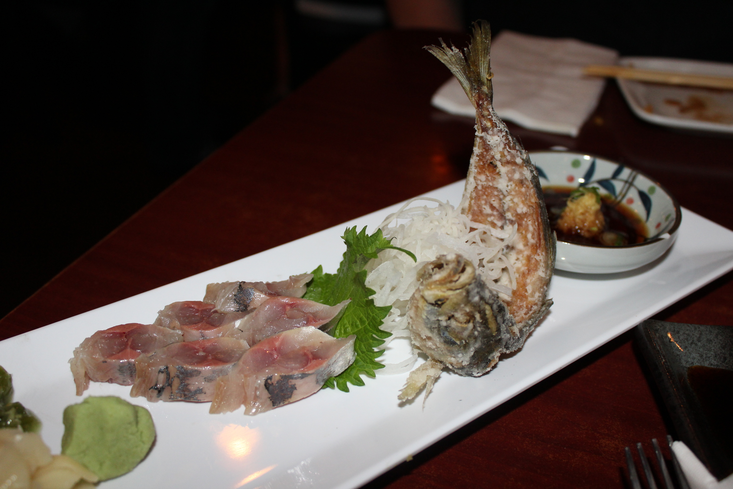 Aji - sashimi and crisp fried bones