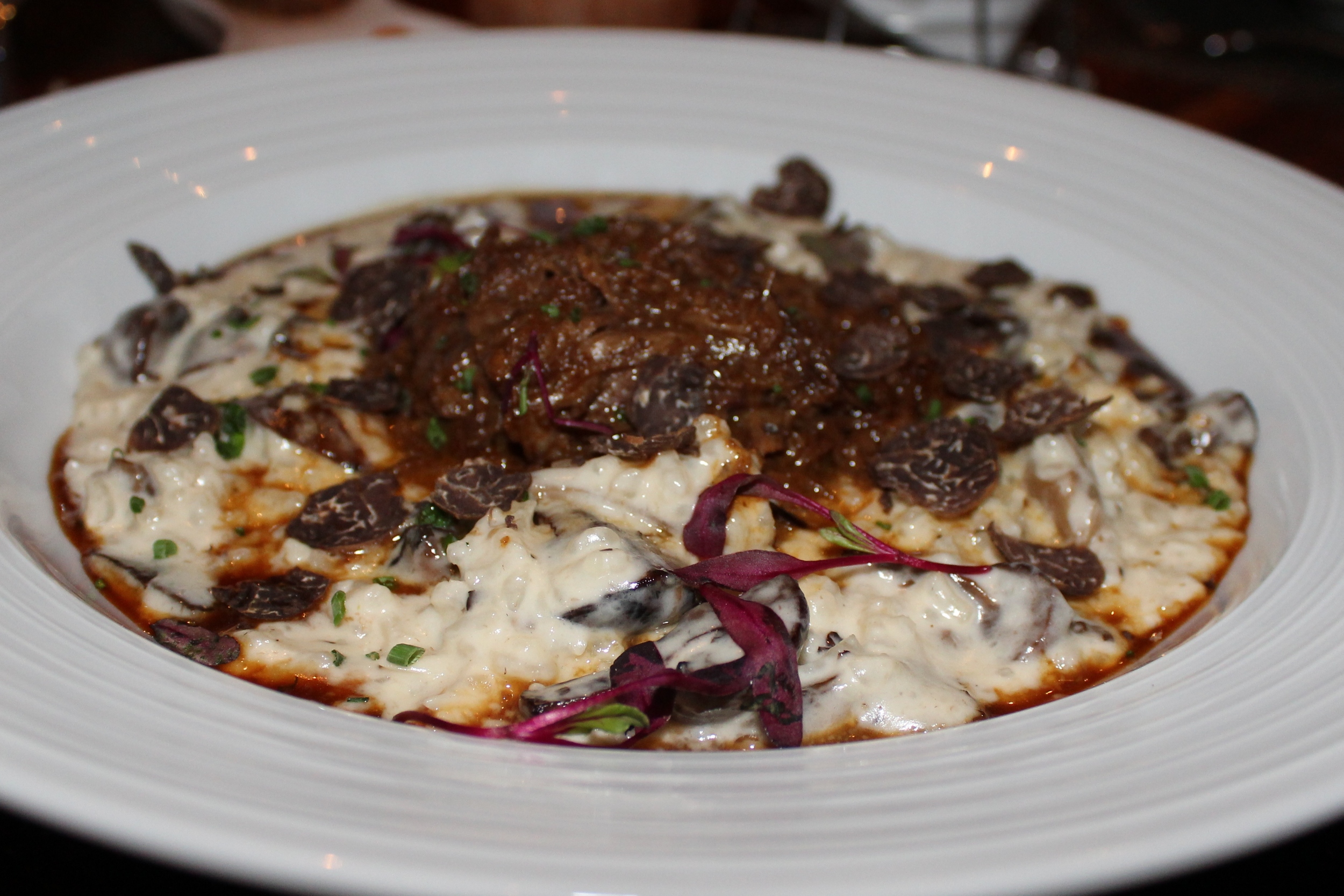 Parmesan risotto with short ribs and truffles.