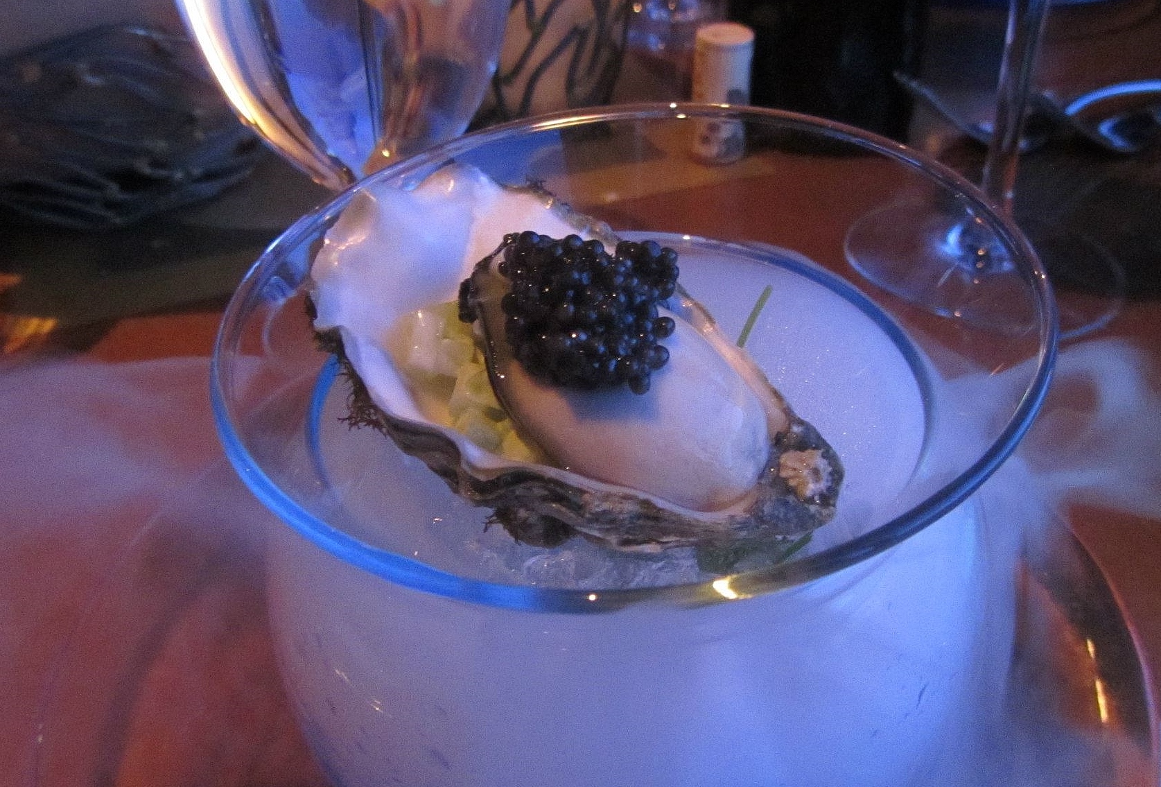 Fanny Bay oysters with caviar, yuzu, and celery relish.