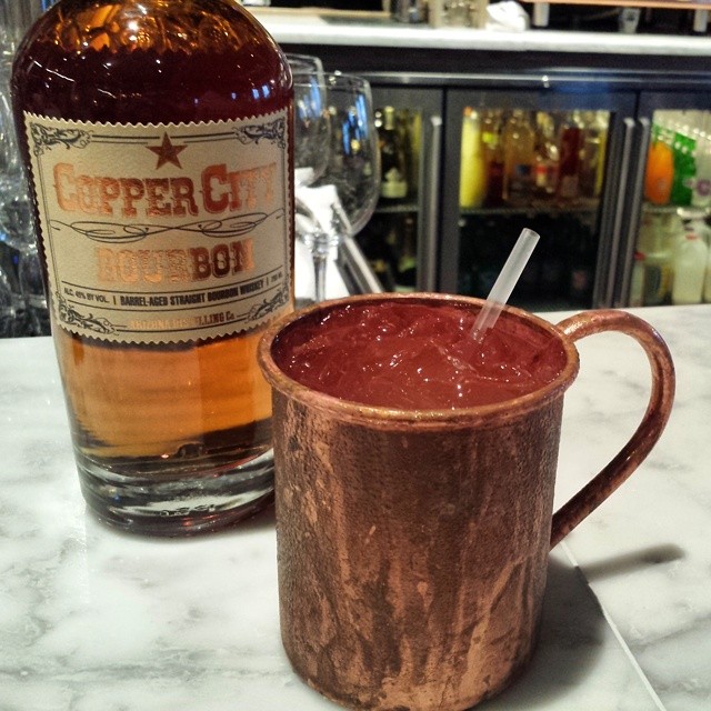 A pre-dinner cocktail at Proof: Copper City Mule