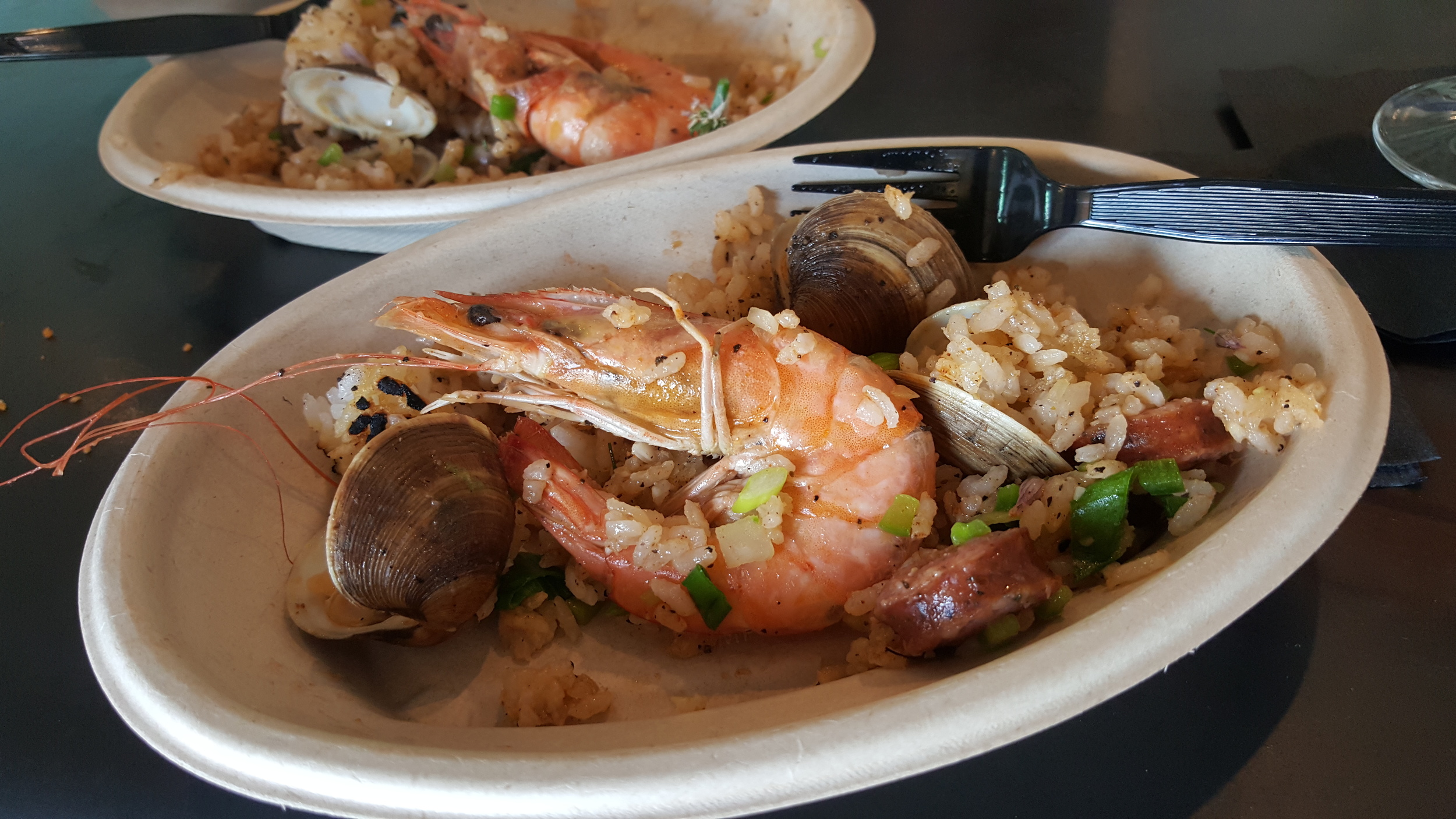 Low Country Perlou with shrimp, clams and andouille sausage