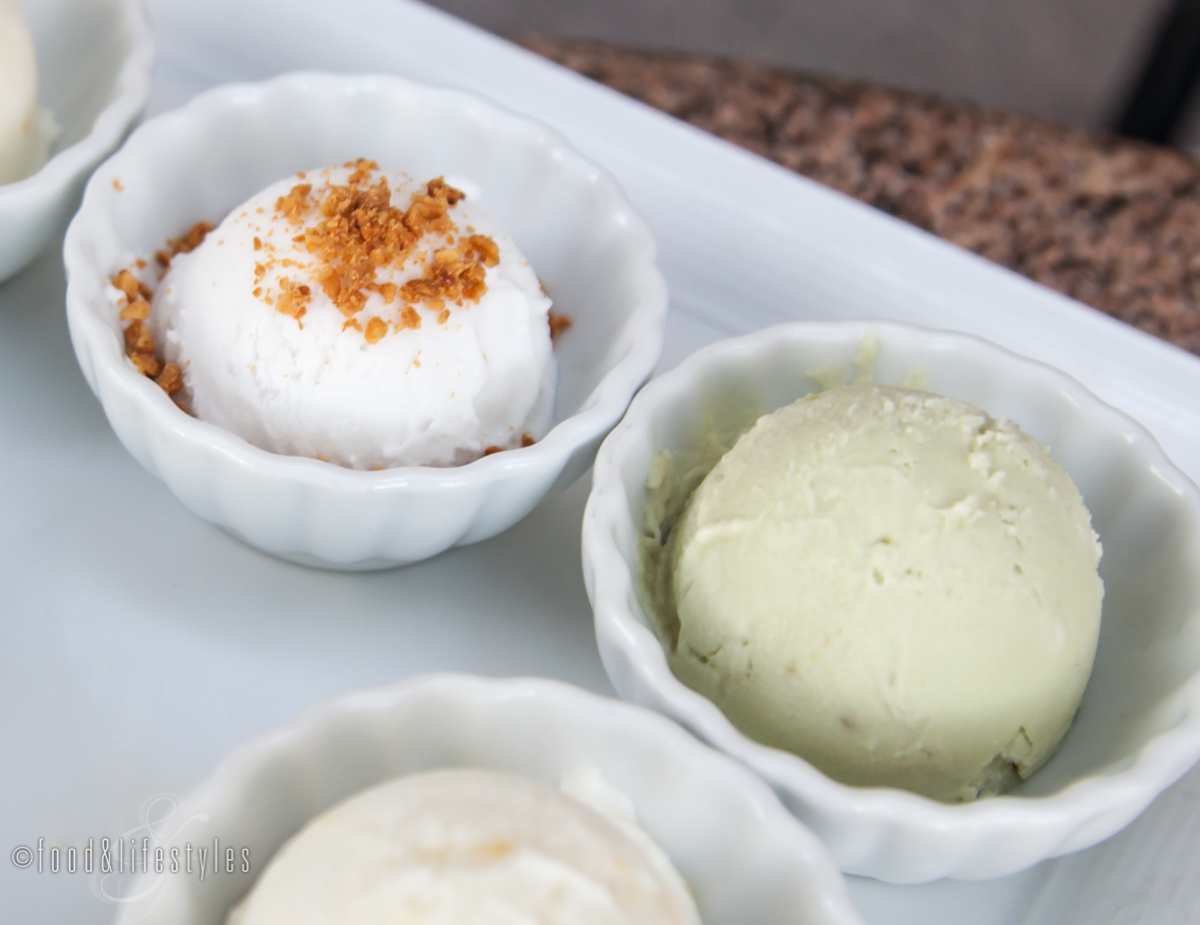 Coconut and avocado ice creams