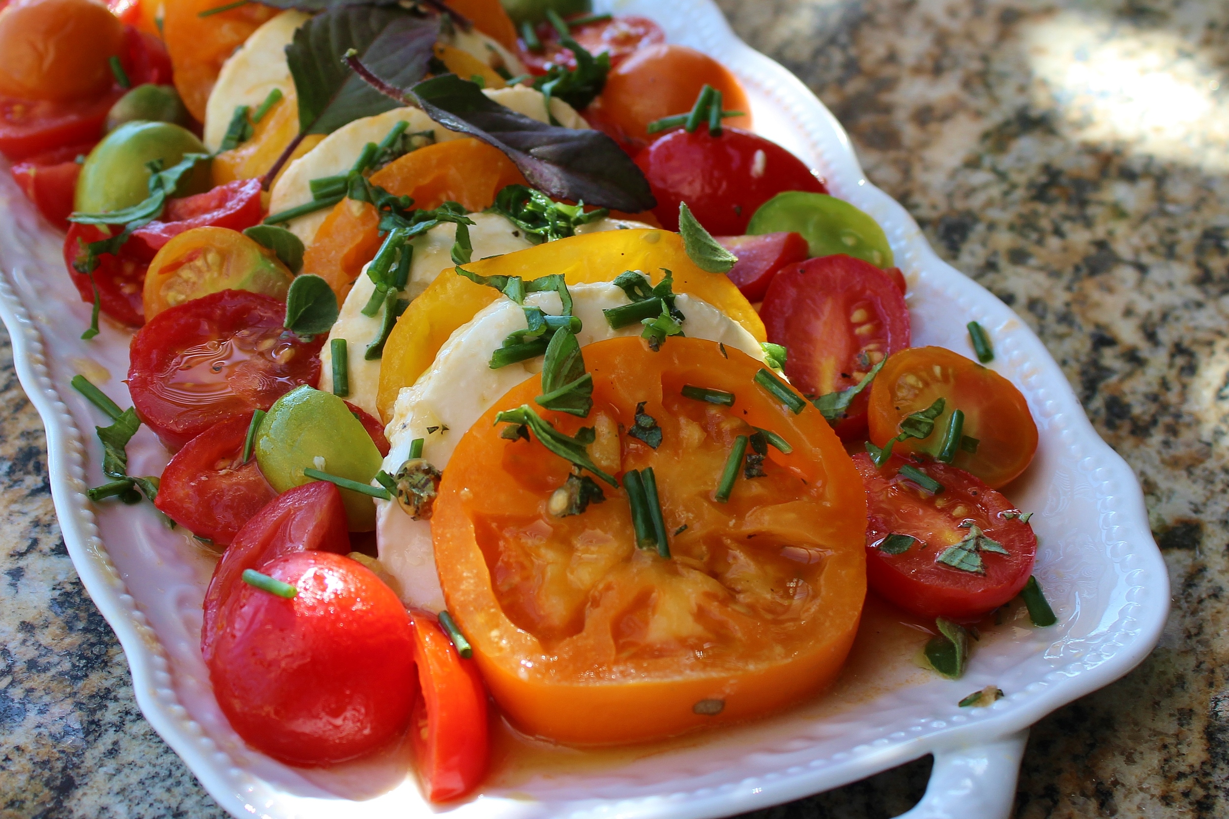 Garden heirloom tomato salad with fior di latte