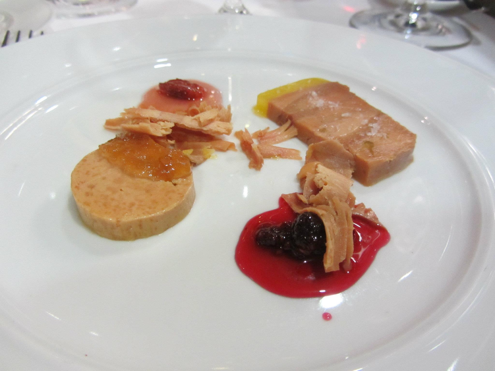 Foie gras terrine, torchon, and shavings.