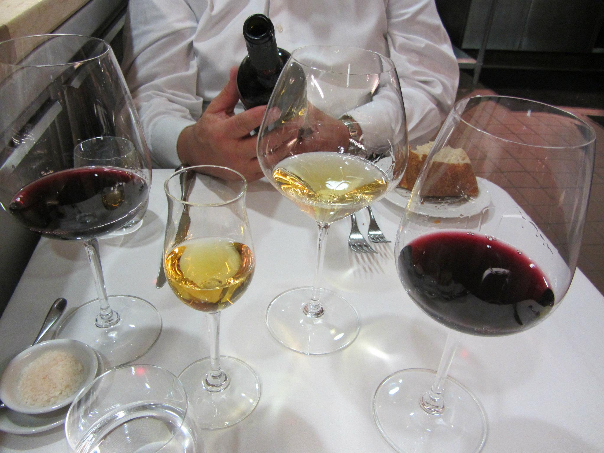 Pairings in addition to the red, including a tokaji and a Roncus Vecchie Vigne bianco (Friuli). 