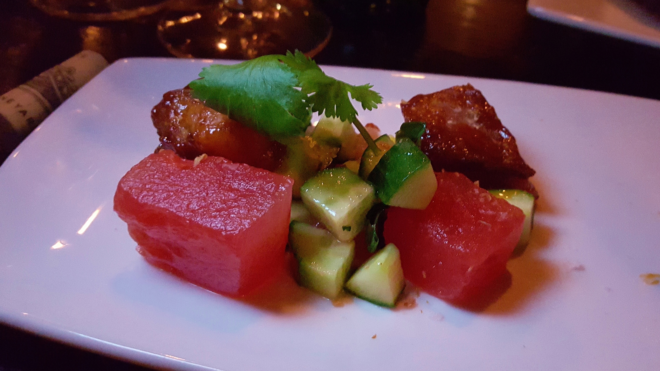 Pork belly with watermelon