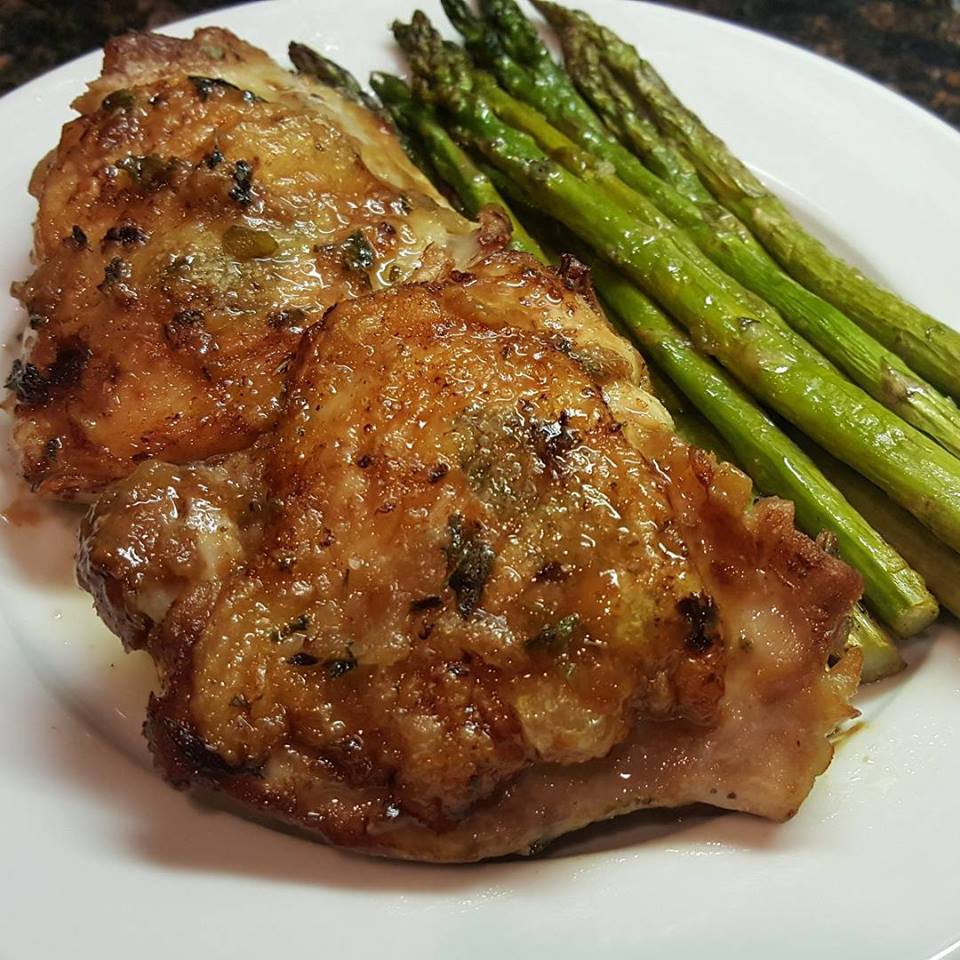 Crispy chicken thighs with preserved lemon