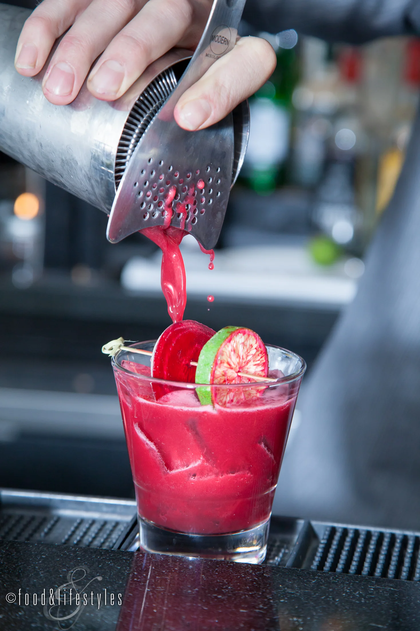 Desert Flower (Espolón tequila, mezcal, beet-hibiscus juice, agave nectar, lime)