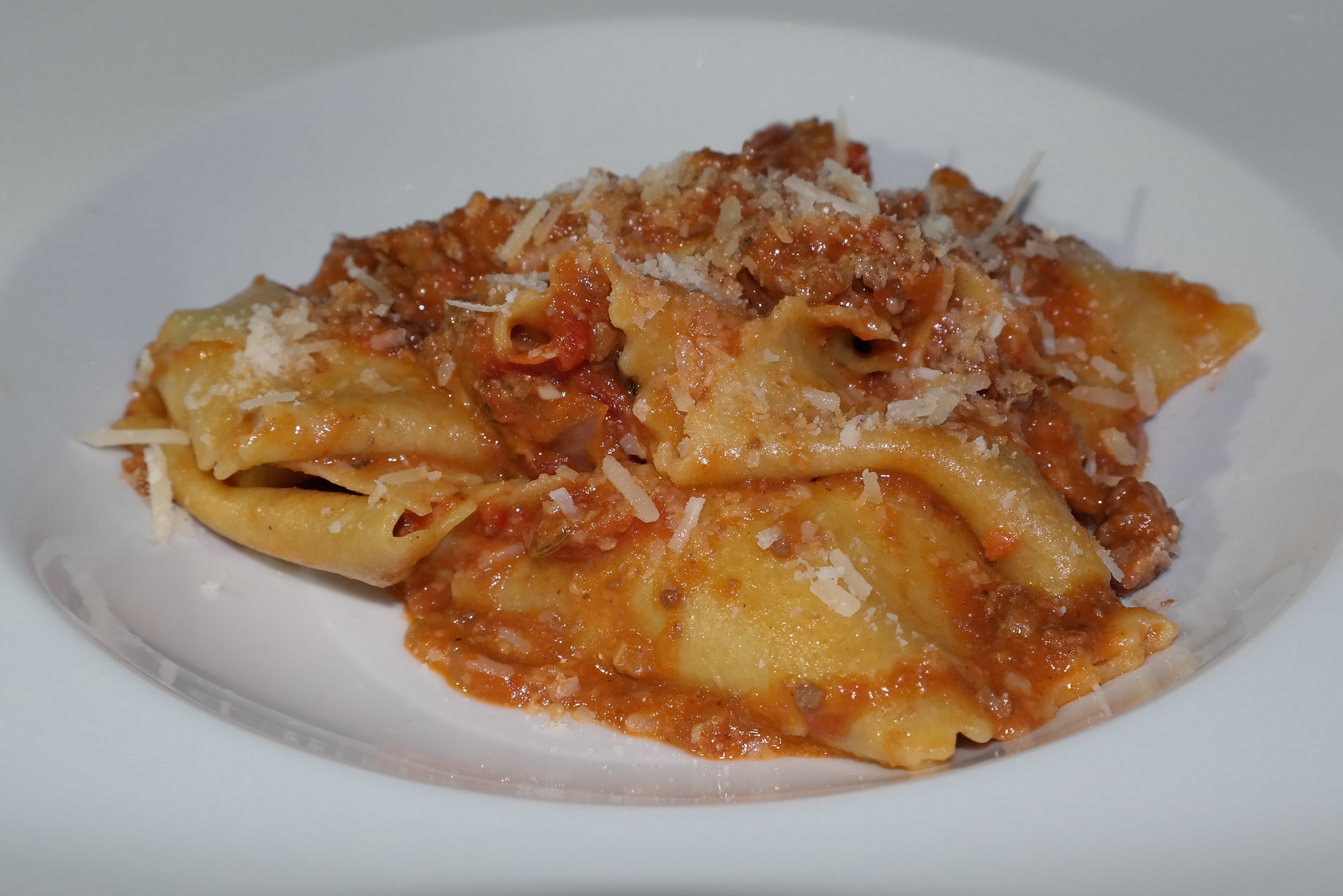 Pappardelle‬ with veal ragu and Schreiner's sausage.