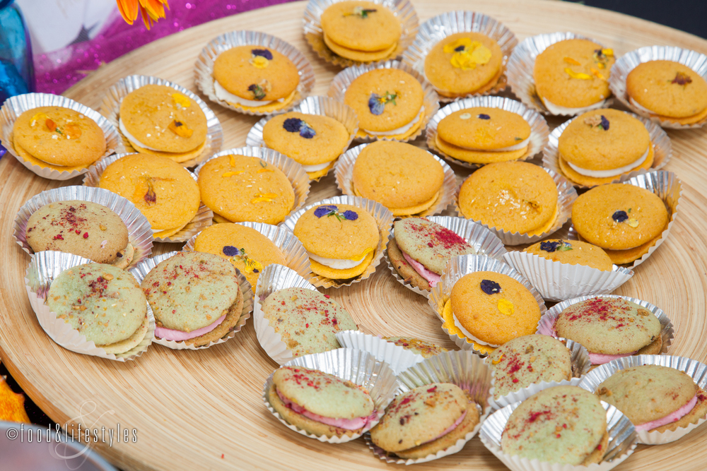 Nami Vegan Pastries: Pumpkin-orange blossom and raspberry-pistachio mini-moon pies. 