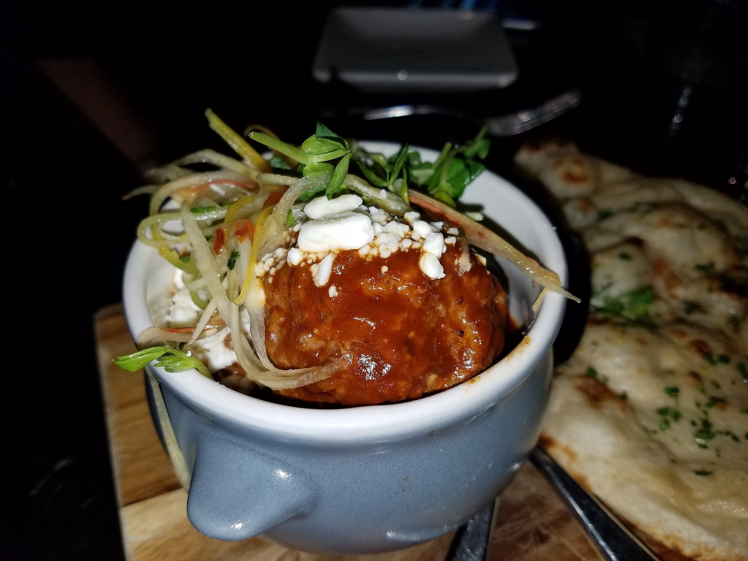 Mole meatball with cilantro-carrot slaw