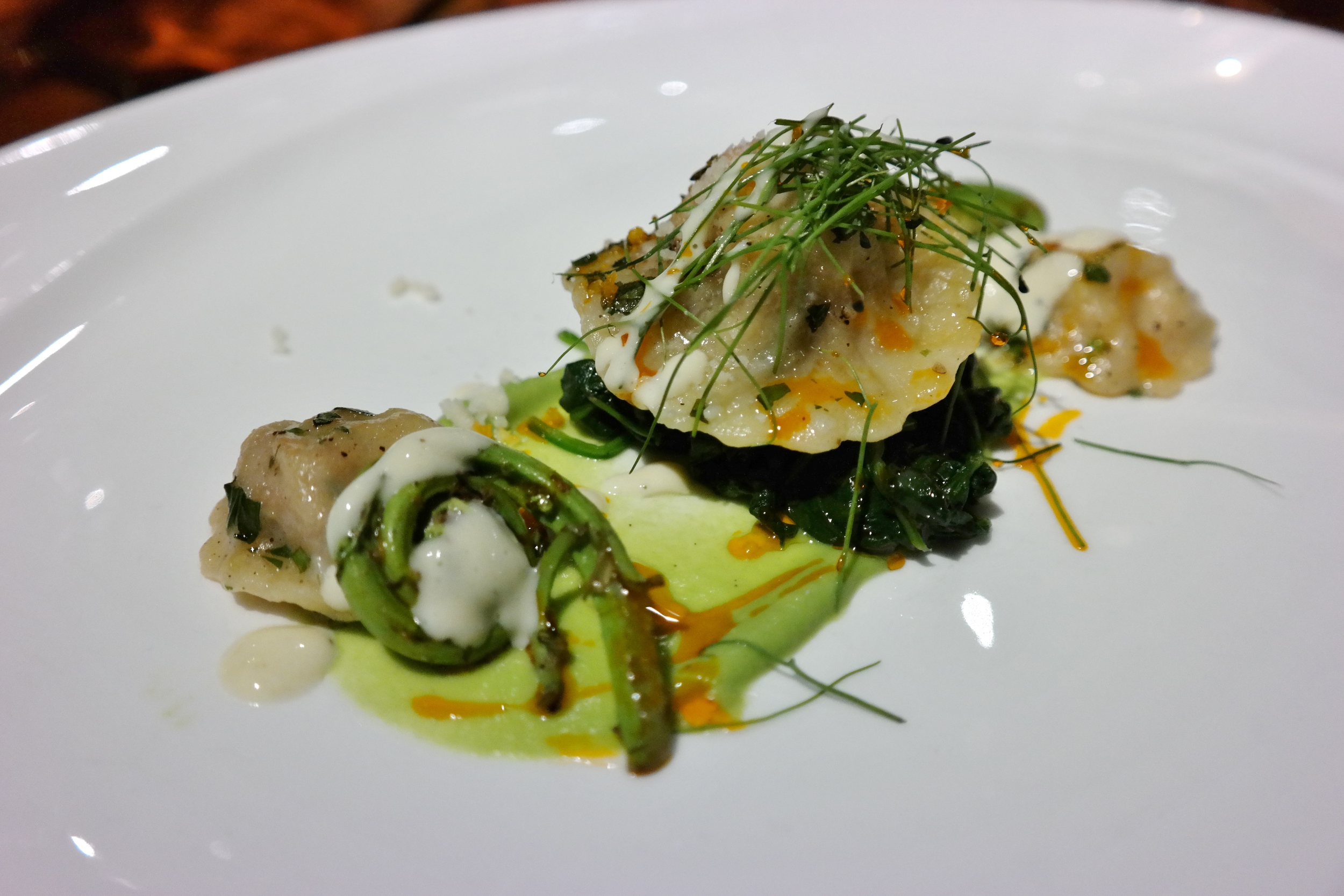 Ravioli with fiddlehead ferns