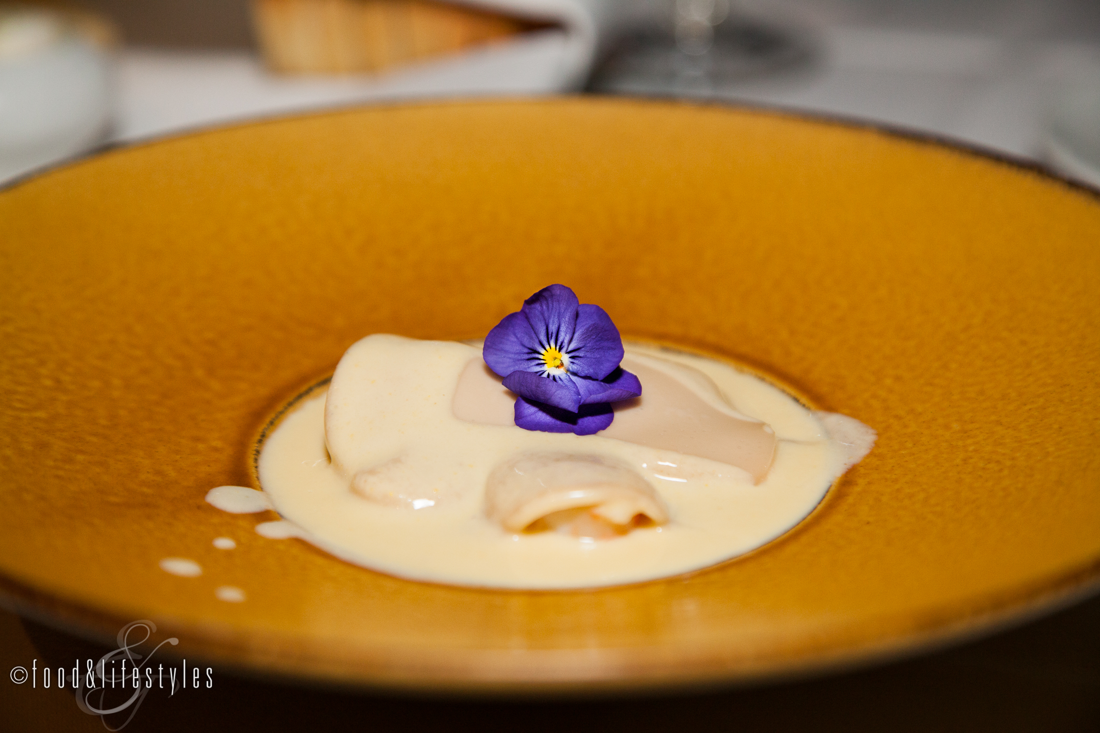 Sweet corn bisque with king crab