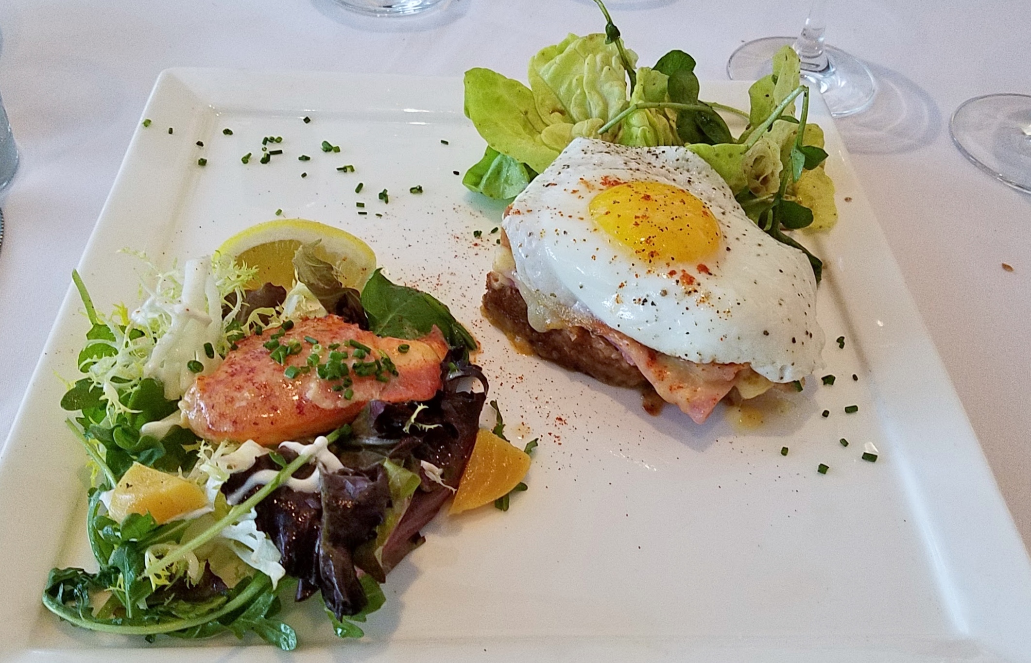 Lobster salad and Croque Madame