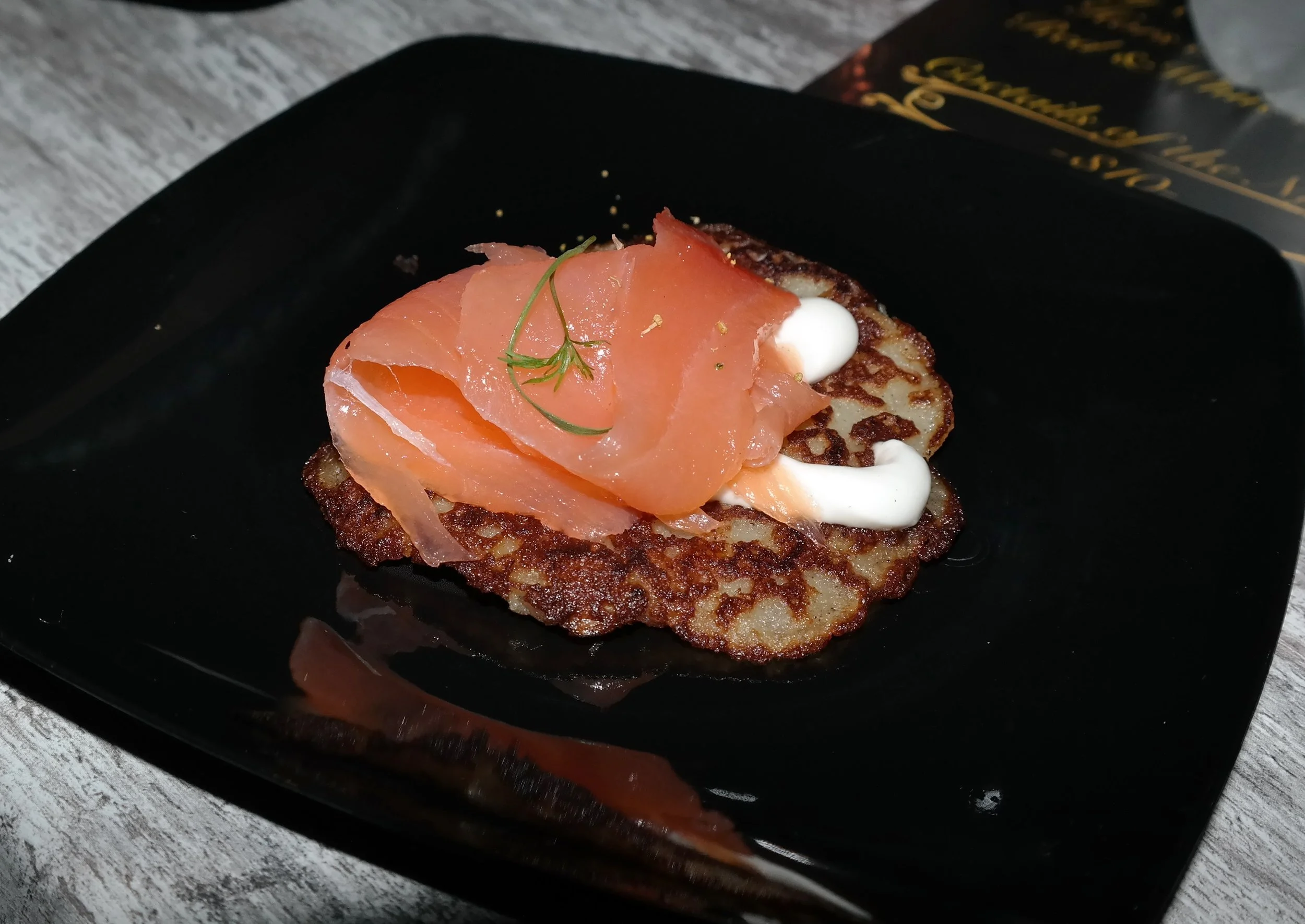 Potato Pancakes with Confit Duck and Red-Cabbage Beet Slaw