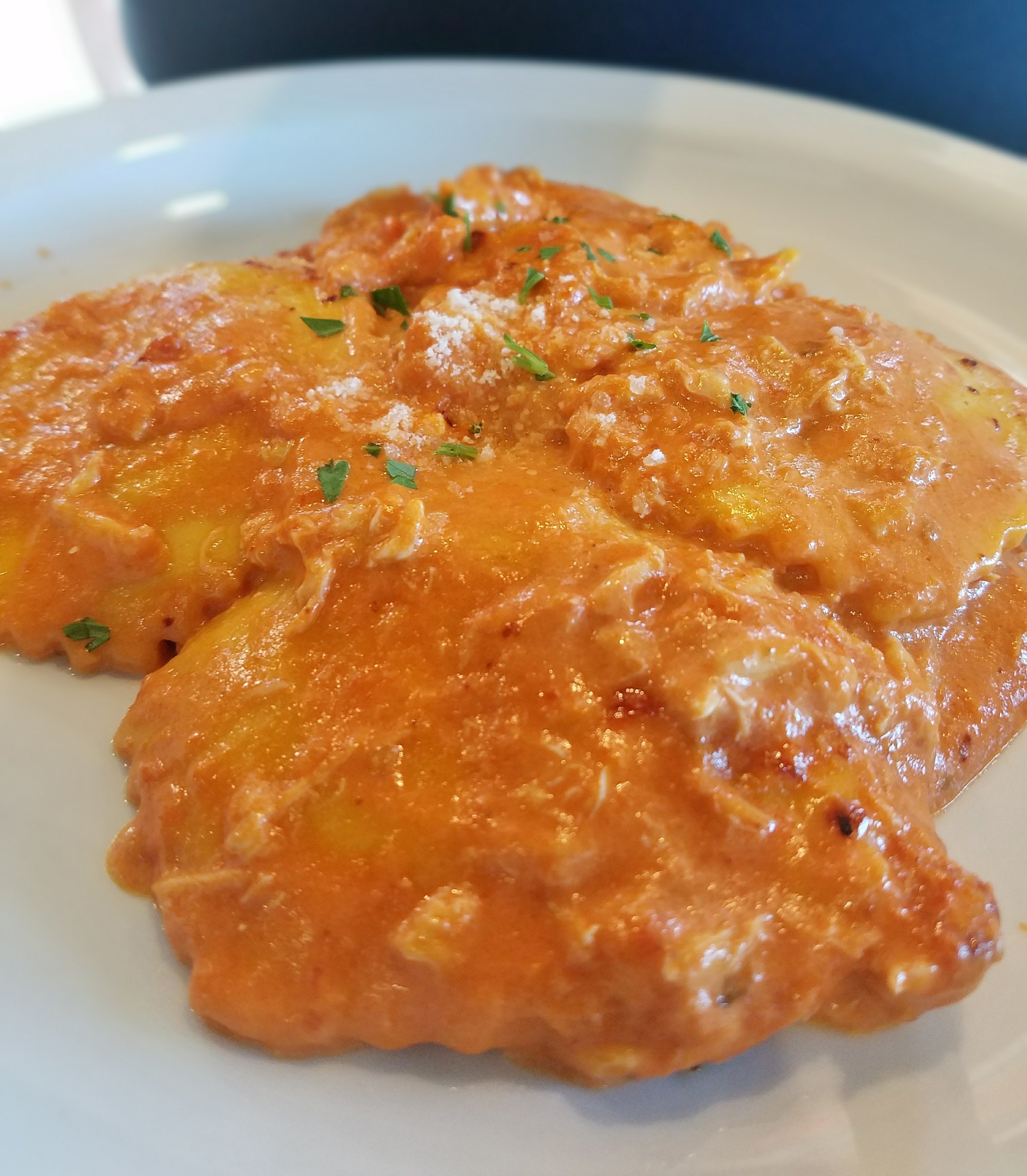 Lobster ravioli with crabmeat sauce (a special)