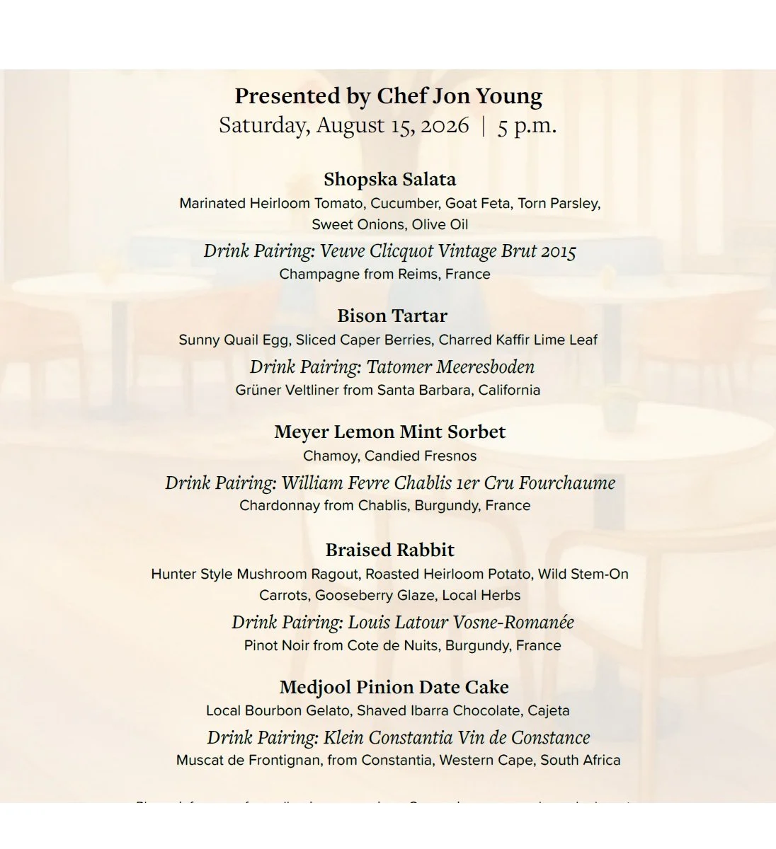 Chef Dinner Series at Carcara