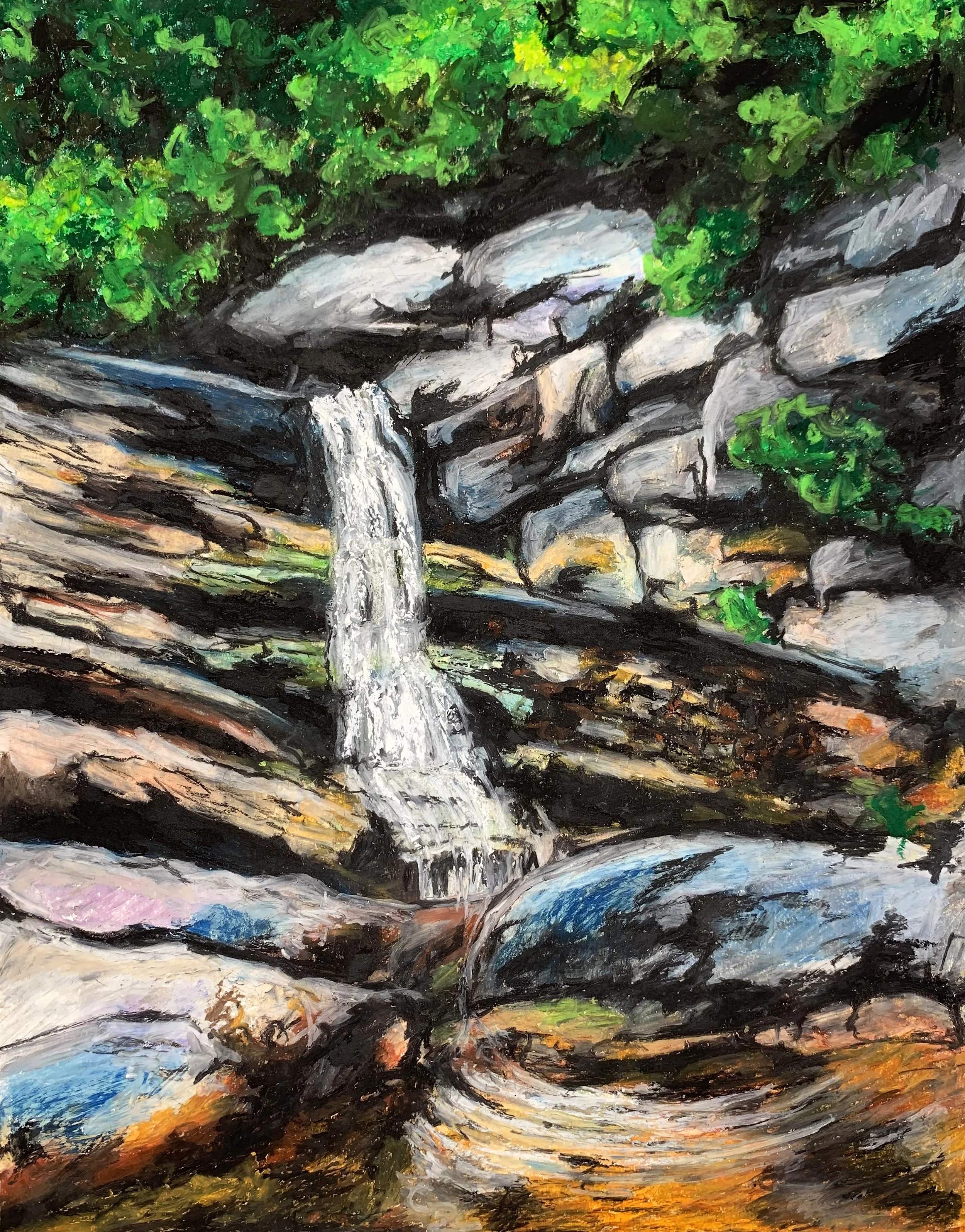 OurFirstHike,MinnewaskaNY2014-14x11,oilpastel,2020-aioco.jpg