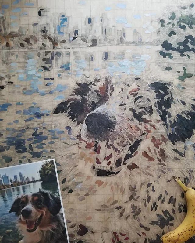 #Progress is progress, no matter how 'small' ;) banana for scale
.
.
.
.
.
.
.
.
.
.

#dog #art #commission #progress #mosaic-collage #MosaicCollage #smallpieces #portrait #huge #big #bananaforscale #medium #atx #artist #artistsoninstagram #magazinep
