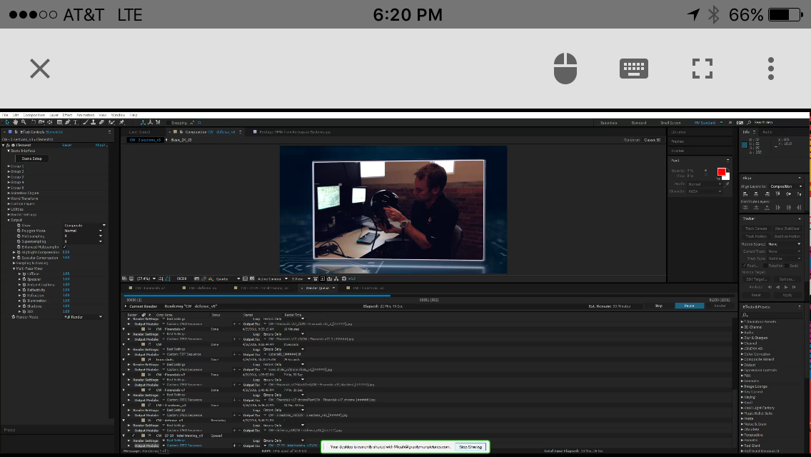 Watching the renders from the hotel room on my iPhone