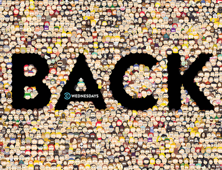 Subway 2-sheet poster for South Park 18 Campaign, 2014. Can you find Kenny? It's pretty hard. Also, I'm below the "B".