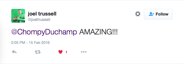 Thanks, Joel! Your show RULES SO HARD