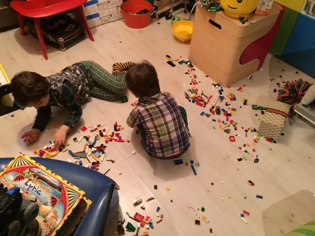 They're counting out 10 Legos each here. That turns out to not be a lot of Legos.