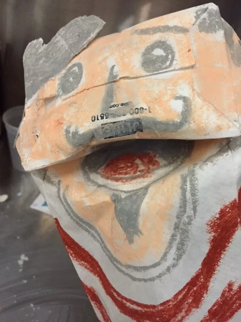 Just to get a feeling of the Paper bag puppet form... actual colors would be way more rich and vibrant