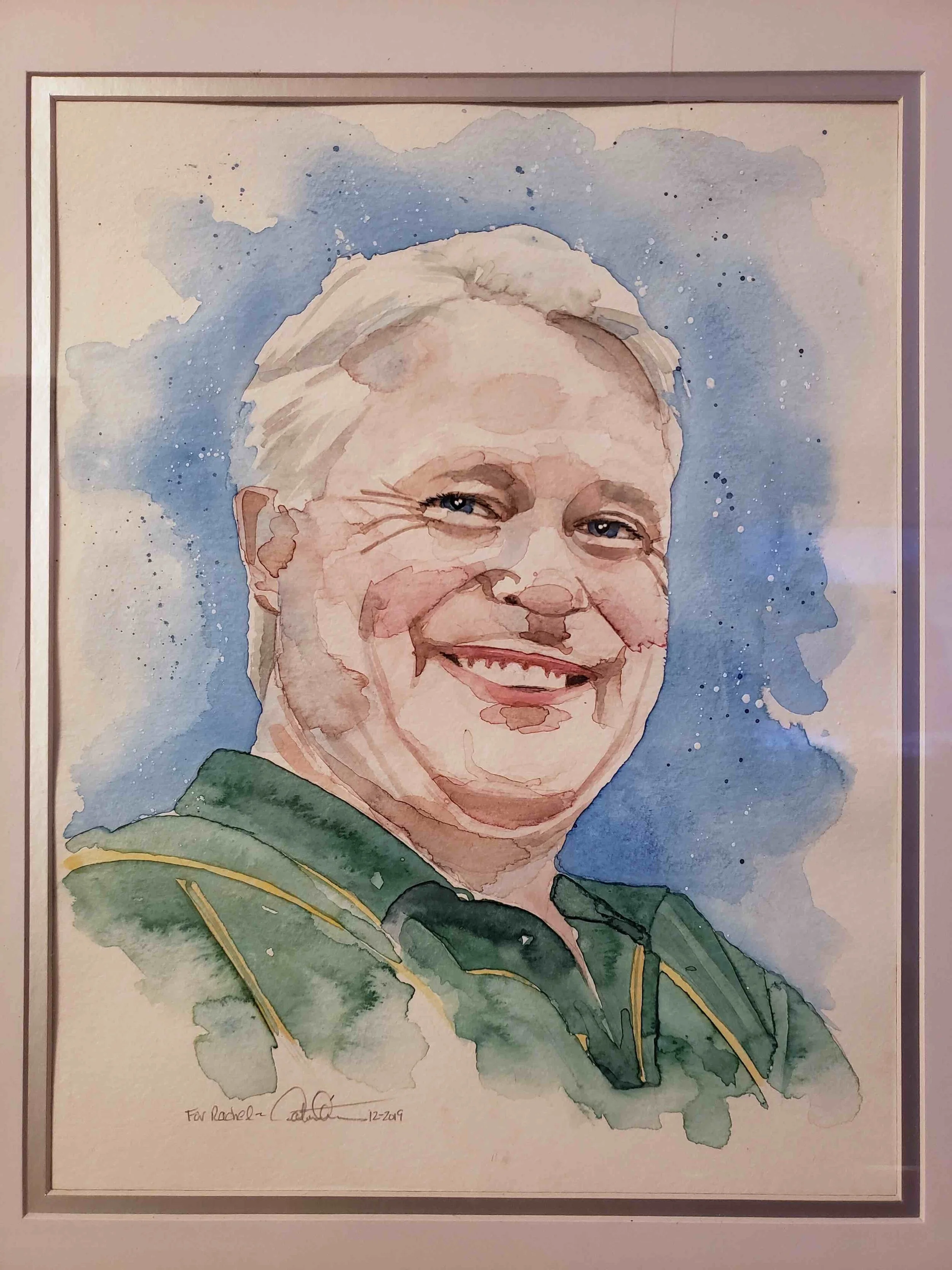 “I love this painting of Lou. He passed away in 2013 and this painting, a favorite of mine, was a gift for his daughter from a dear friend of hers.” – PD