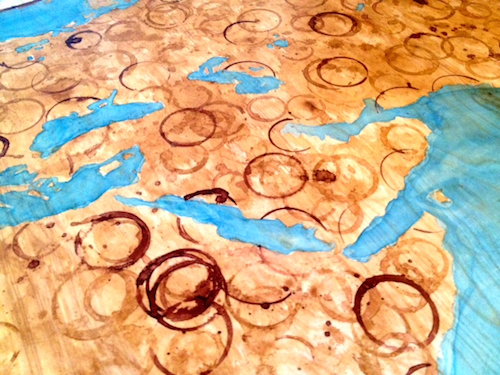 Close up of the cleaned rings and ocean in progress.