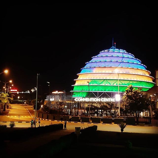 The Kigali Convention Center is so beautiful in the evening. It's perfectly off center in the view from our apartment. This evening I stopped by Kigali Heights, the new mall located beside the convention center for dinner.  I couldn't help but snap a