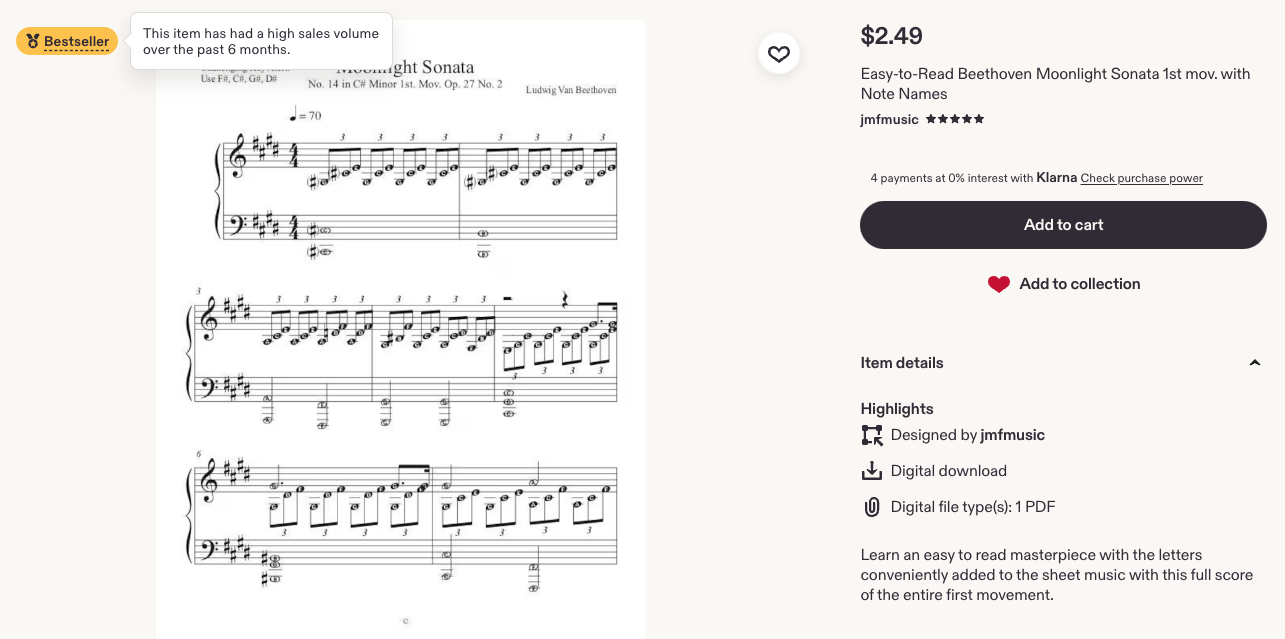 Etsy Best Selling Score