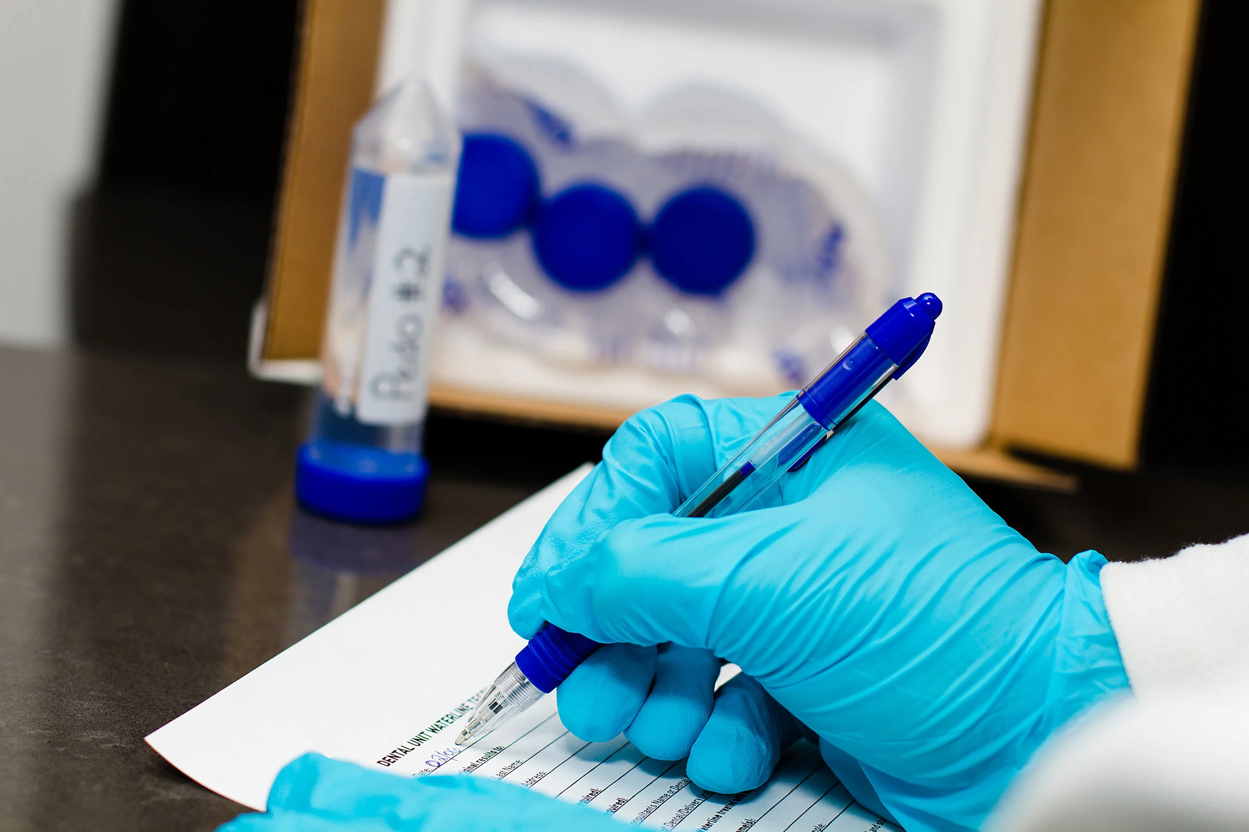 Always color coordinate your pen with the color scheme of the test kit and gloves.