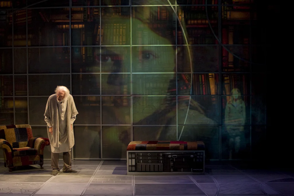 Philip Pleasants (and work of projection designer Charlie Miller) in THE GIVER at Denver Center Theatre Company. Production Photographer Jennifer Koskinen | Merritt Portrait Studio