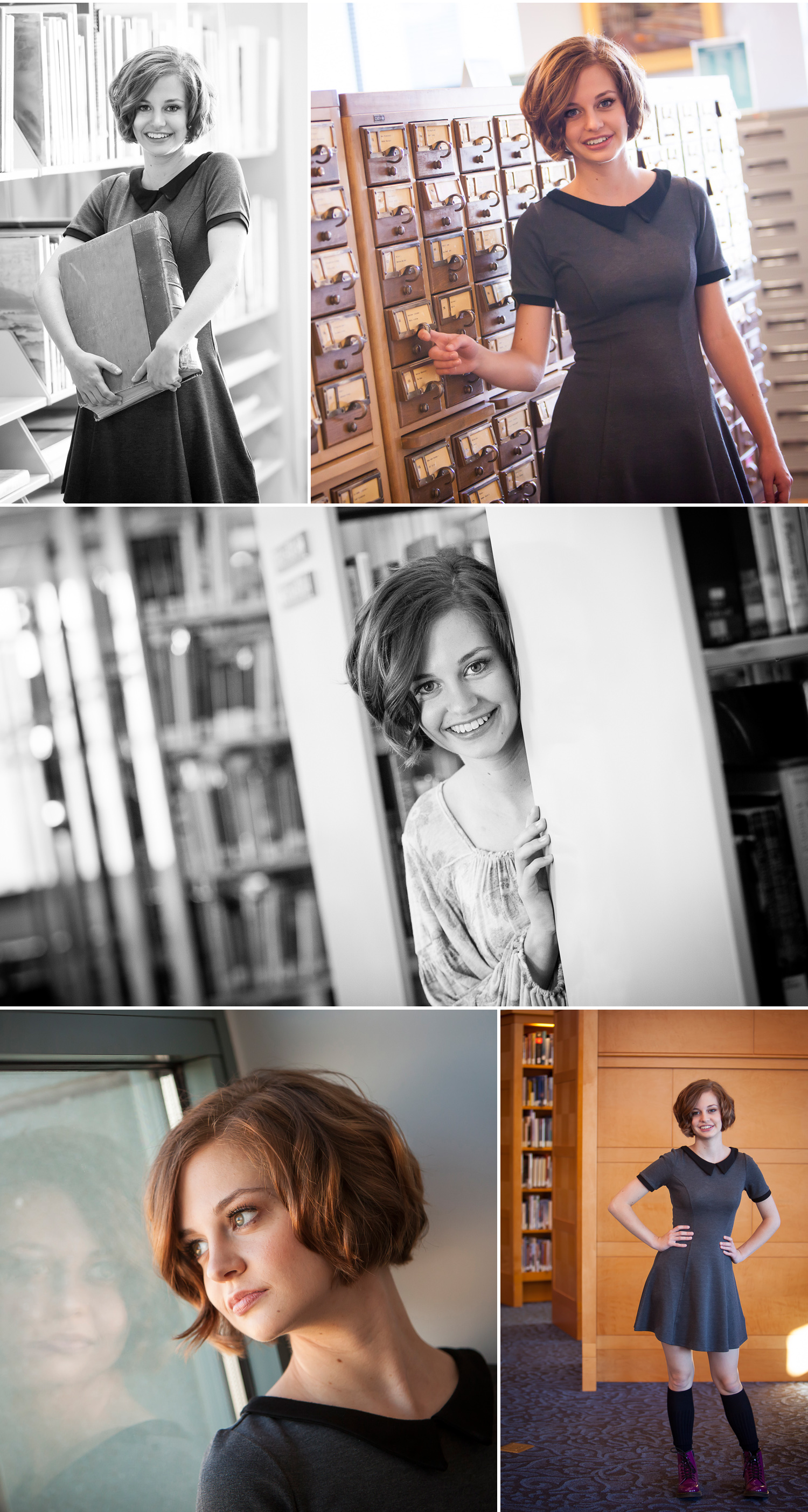 High School Senior Pictures inside Denver Public Library, with photographer Jennifer Koskinen of Merritt Portrait Studio