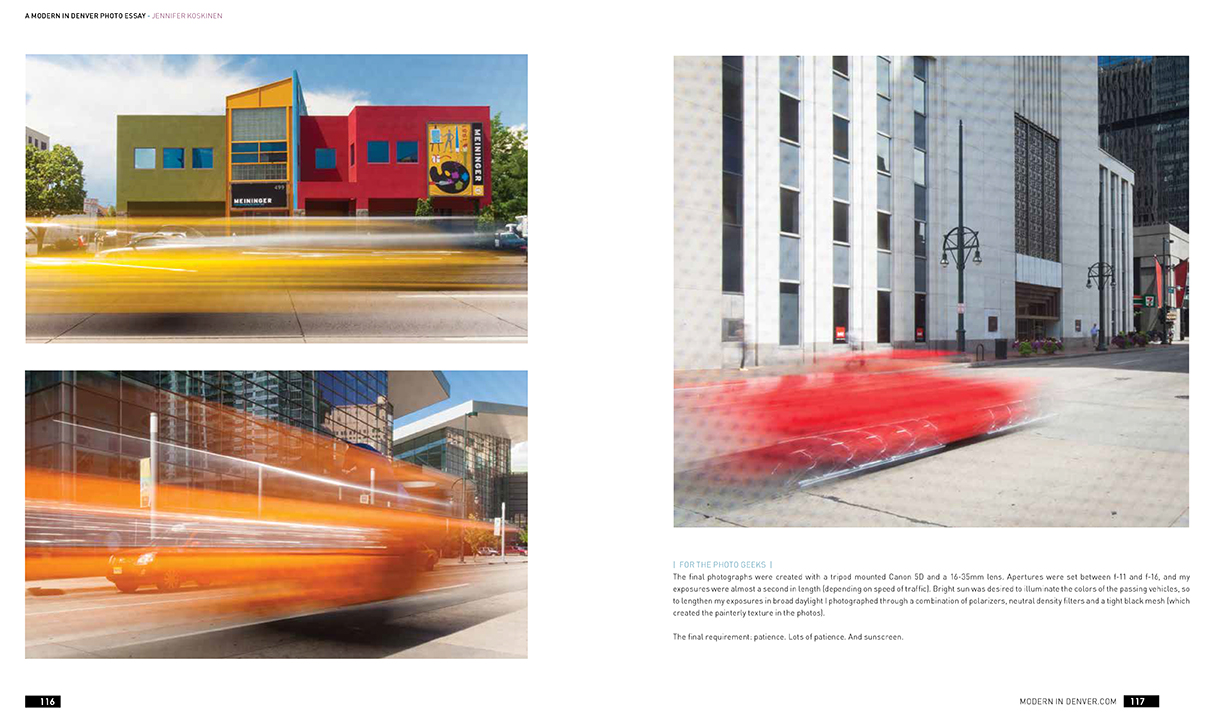 Daytime long exposure photography for Modern in Denver magazine, by photographer Jennifer Koskinen