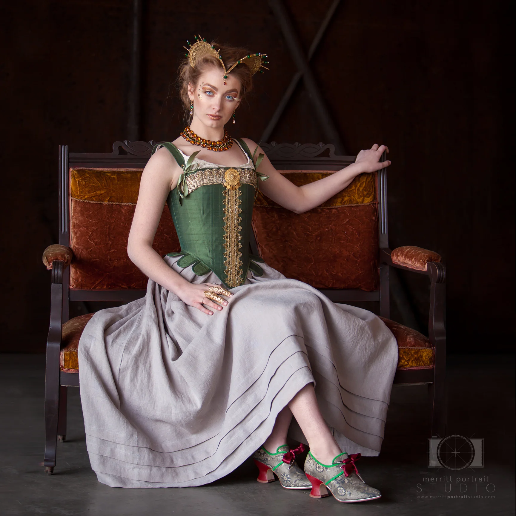 High Fashion Styled Corset Photo Session in Denver. Costume designer Cynthia Settje of Redthreaded. Photographer Jennifer Koskinen | Merritt Portrait Studio