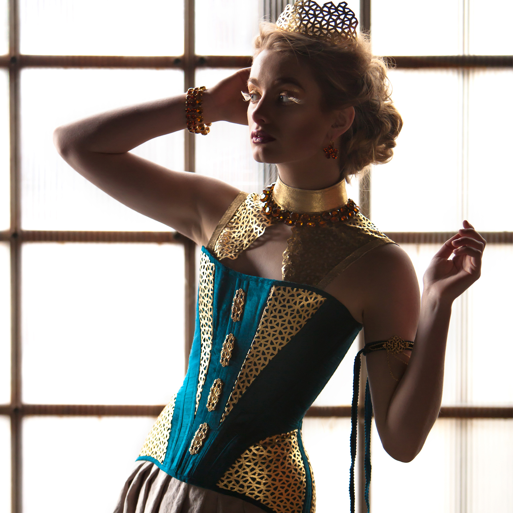 Styled High Fashion Photoshoot for Redthreaded (corset designer) by Denver photographer Jennifer Koskinen, Merritt Portrait Studio