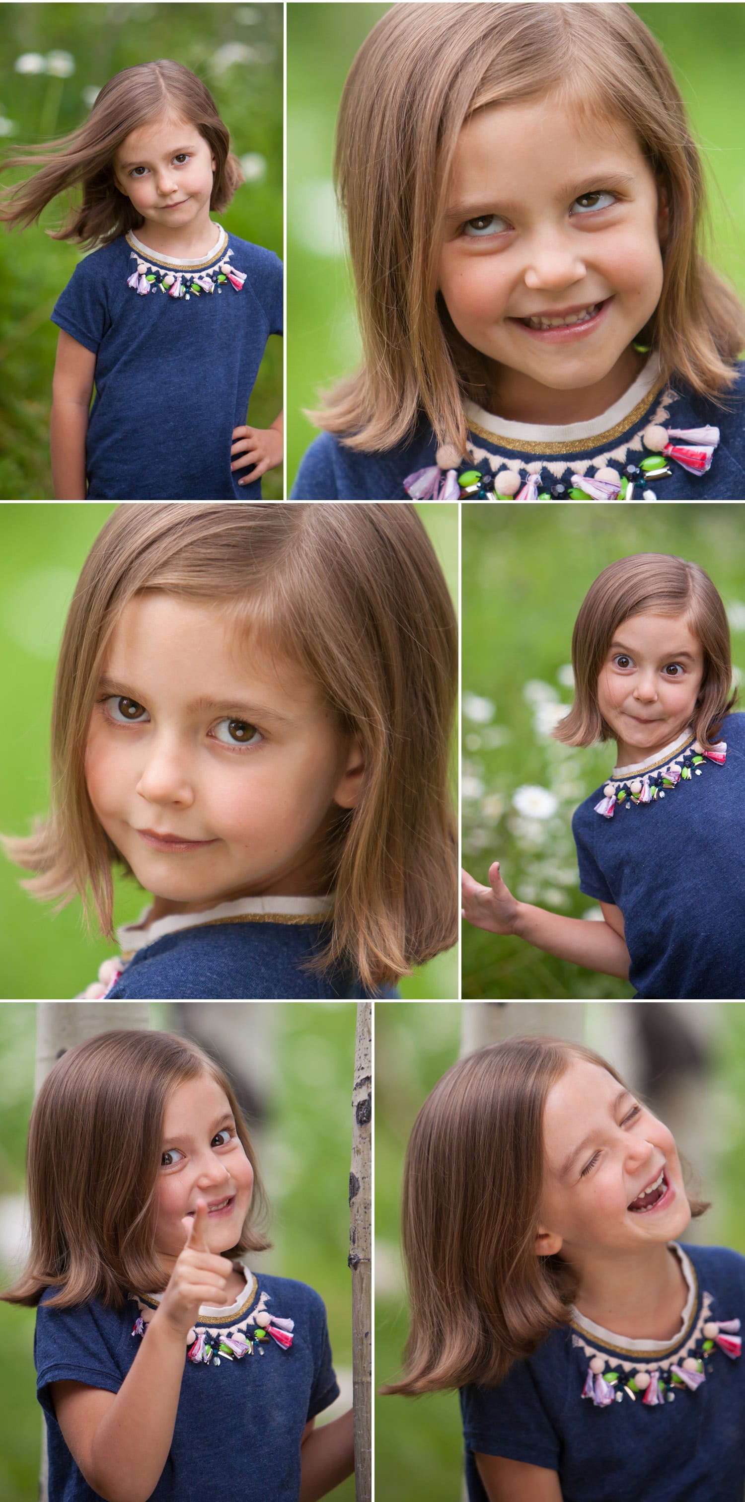 Adorable little girl with big, comedic personality in actor headshot outtakes, for Denver photographer Jennifer Koskinen | Merritt Portrait Studio