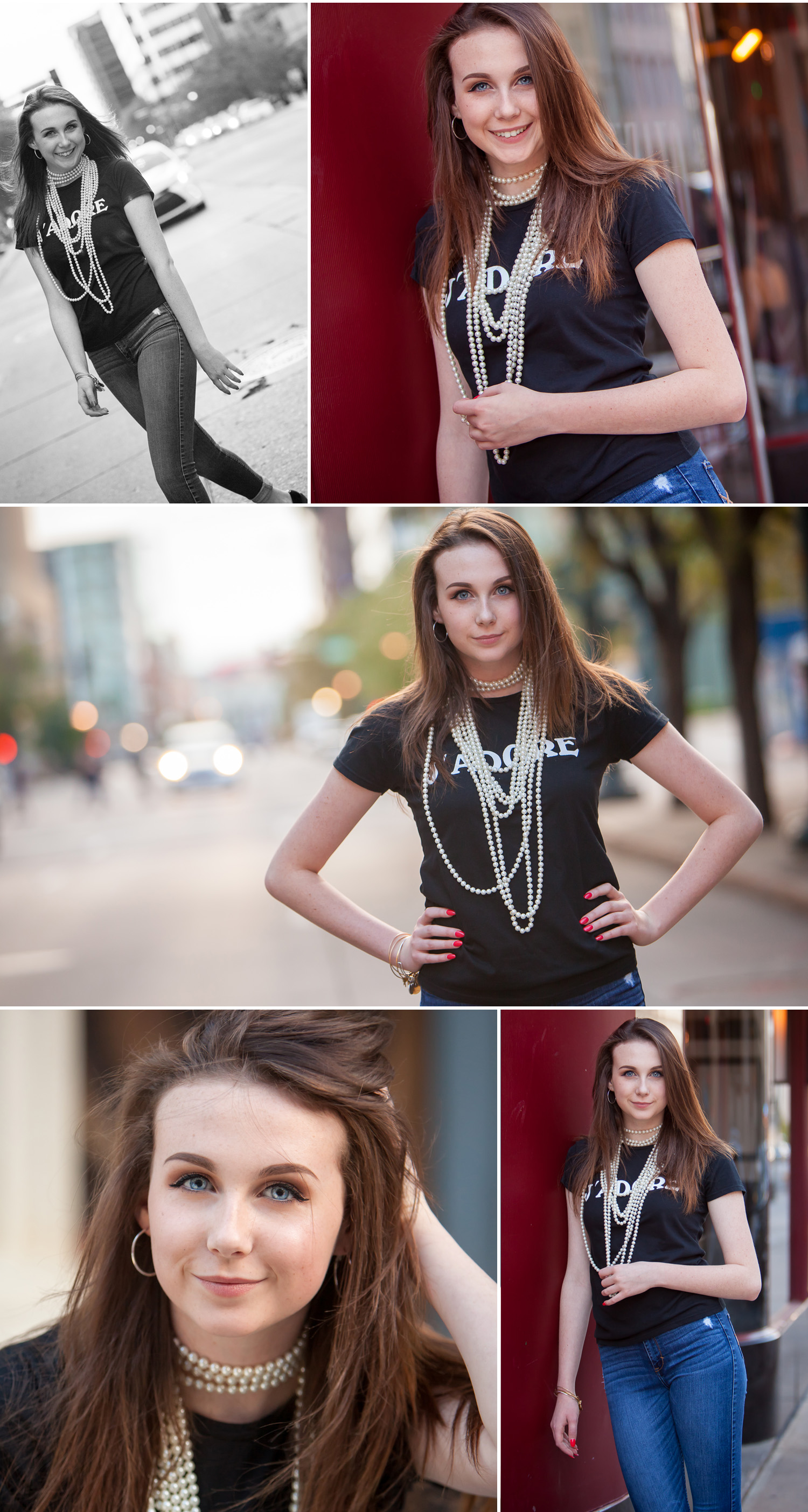 Vibrant, natural urban High School Senior pictures in the streets of downtown Denver with photographer Jennifer Koskinen of Merritt Portrait Studio