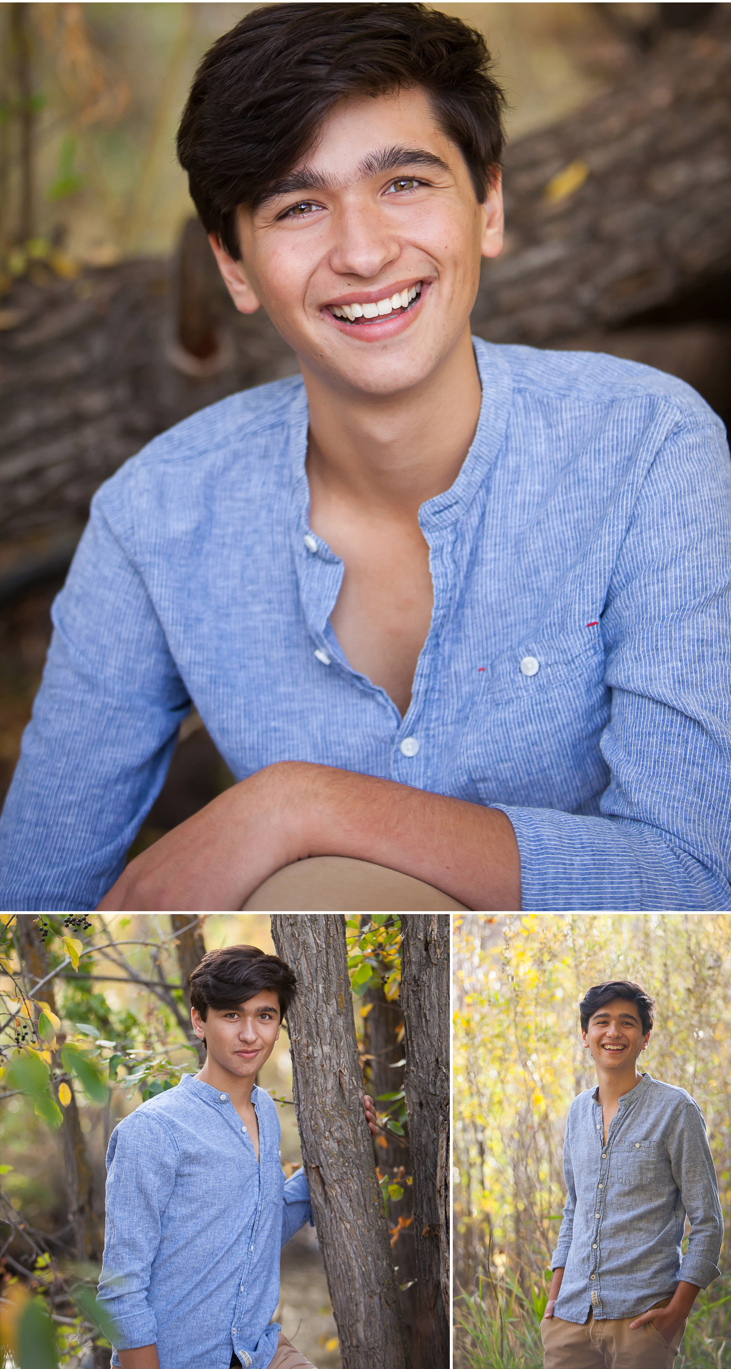 Senior pictures in woods of Colorado