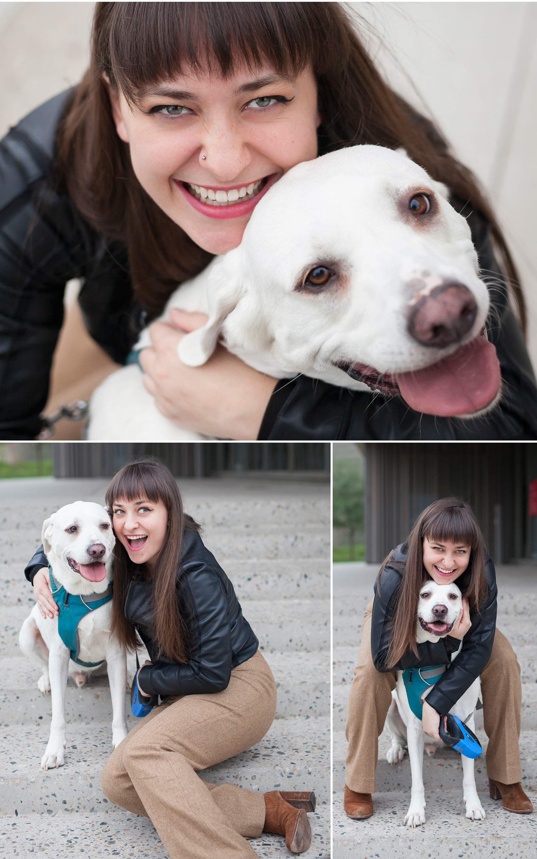 Happy High School Senior Pictures of Young Woman and Her Dog in Denver with photographer Jennifer Koskinen, Merritt Portrait Studio