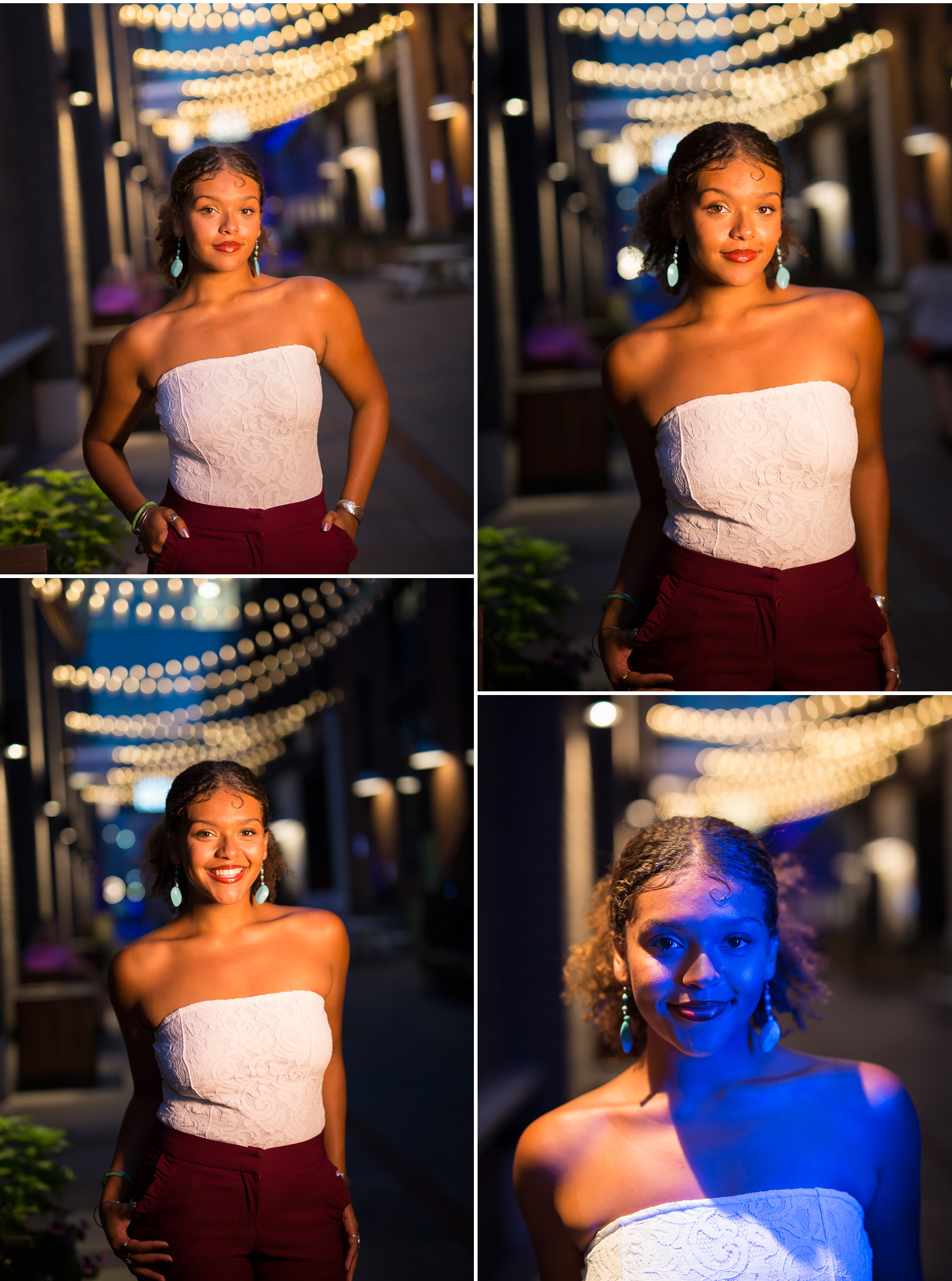 Twilight photos under the lights of beautiful, stylish and strong black woman, with Denver senior photographer Jennifer Koskinen | Merritt Portrait Studio