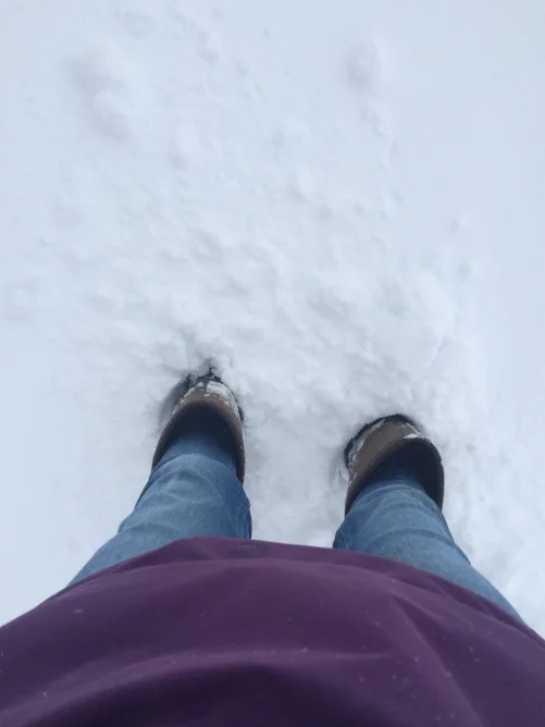 Those my friends, are knee high muck boots. It was a deep snow for sure. 