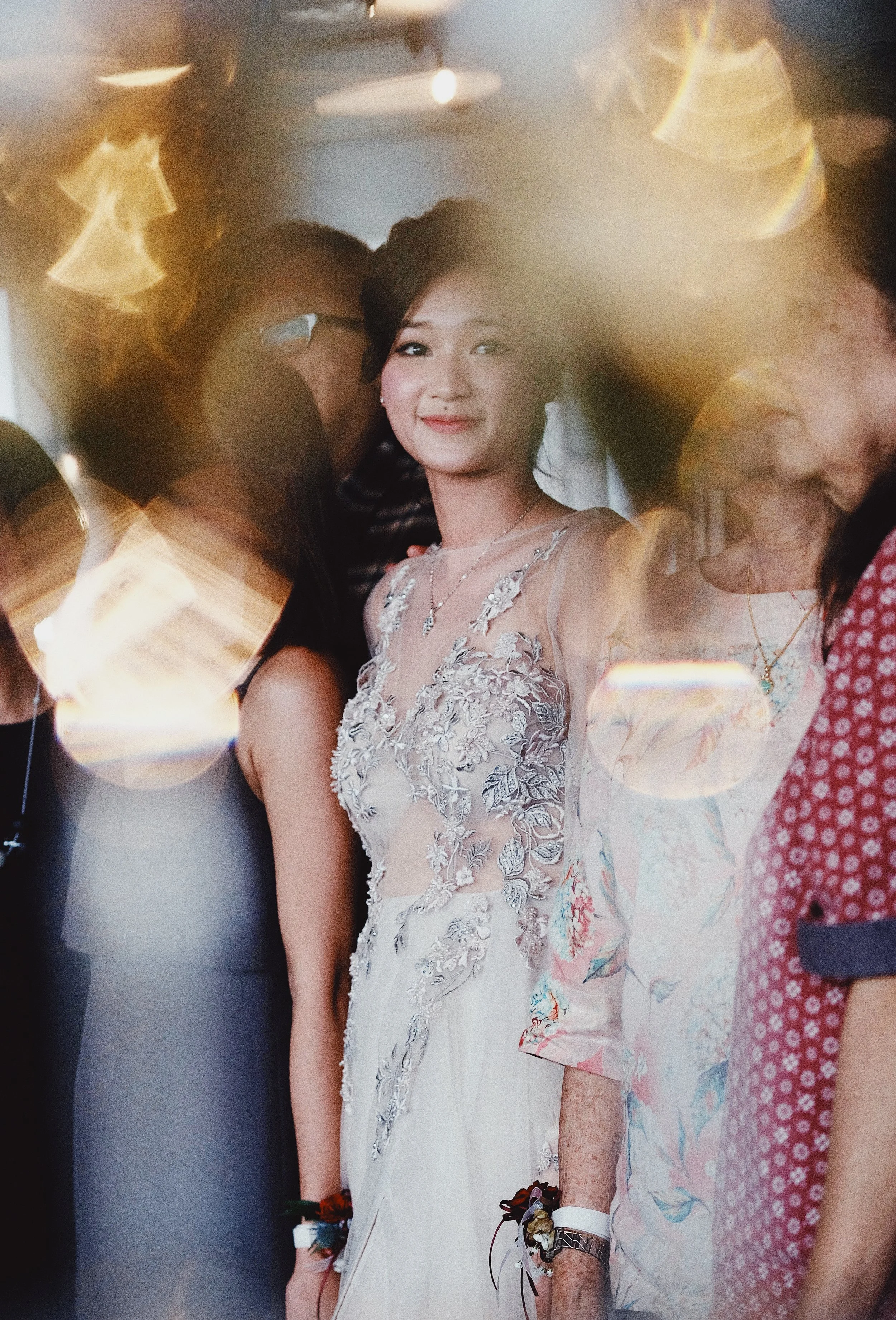 Shot through champagne flutes.
