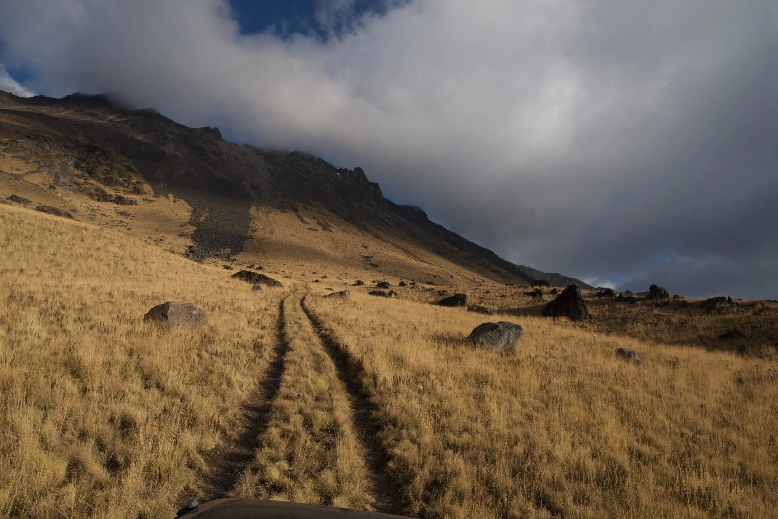 Climbing a volcano in 4x4 low-range. I went over 4000 metres in Mexico on a volcano.