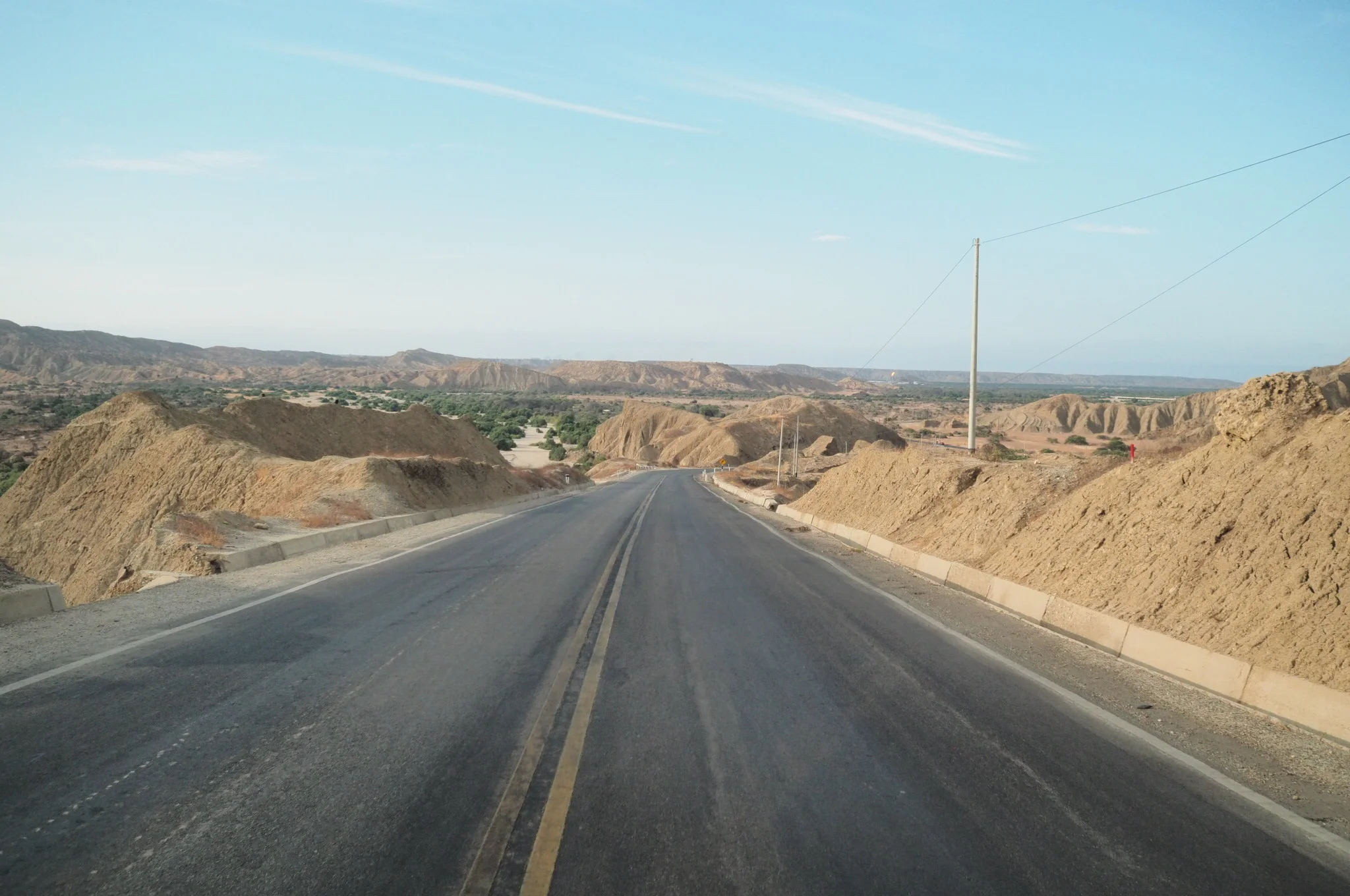 View of the panamerican highway near Zorritos, Peru. Just after the Ecuadorian border.